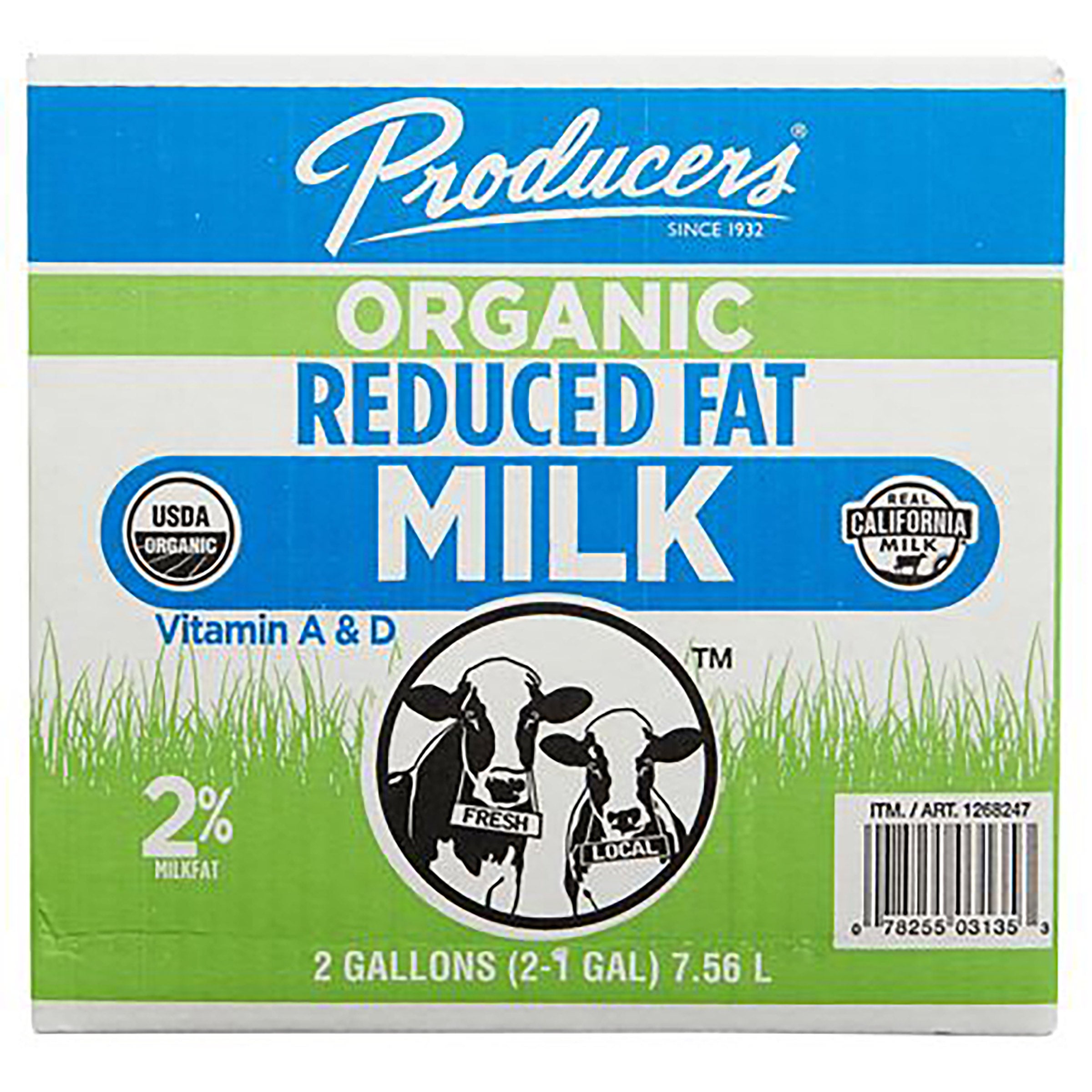 ORGANIC PRODUCERS REDUCED FAT 2% MILK 2 PACK 1 GALLON EACH