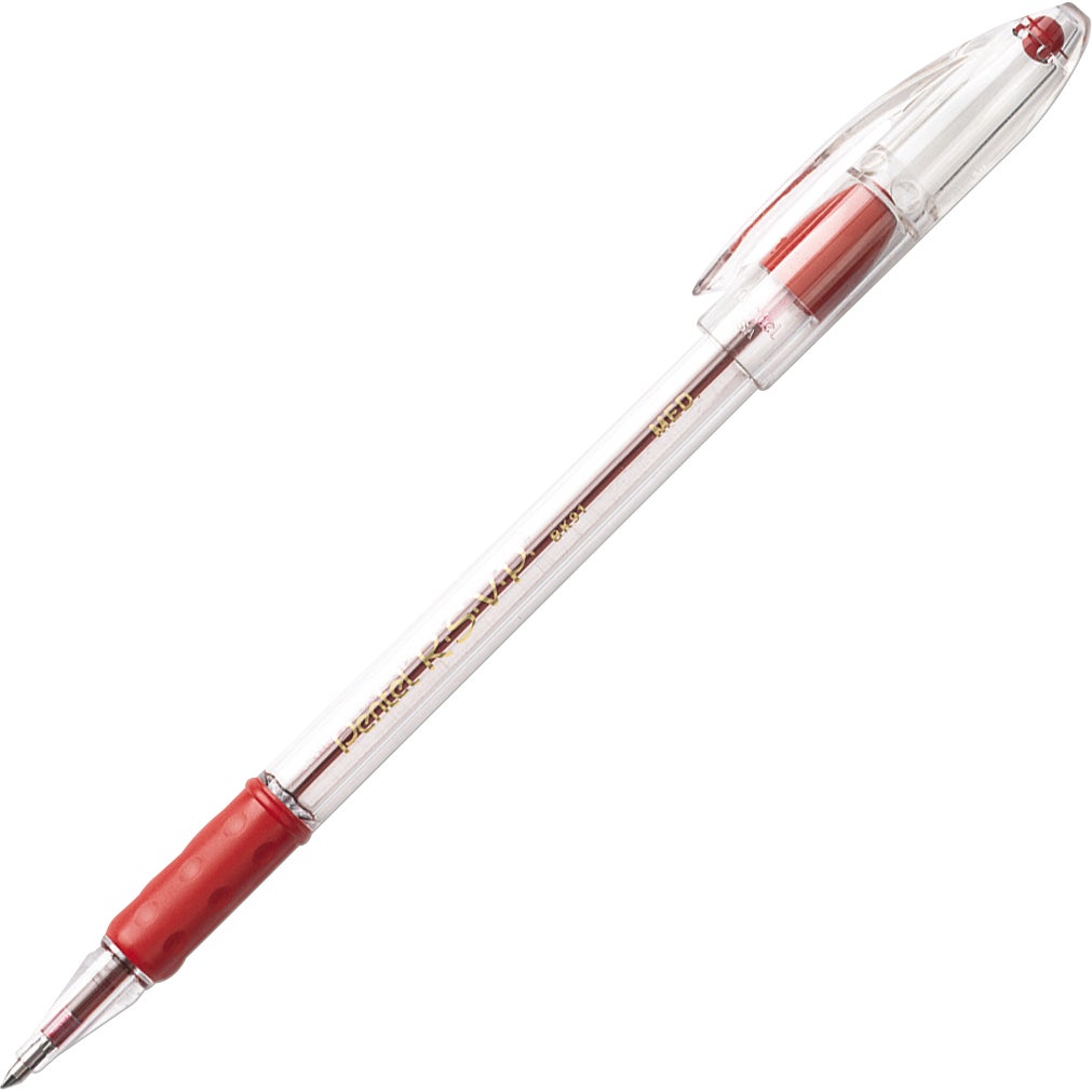 PENTEL RSVP MED POINT STICK PEN PENBK91BKT 24CT RED
