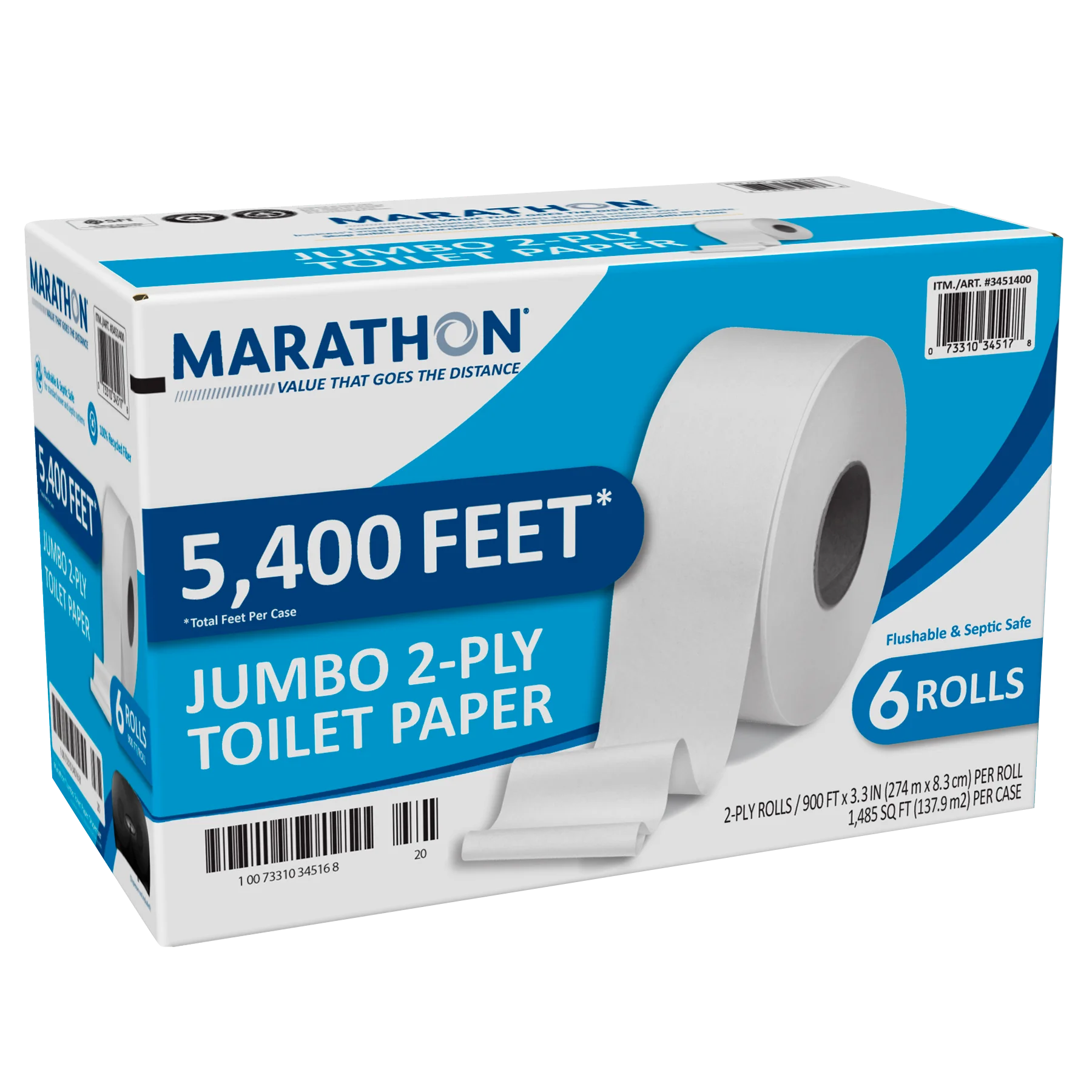 MARATHON BATH TISSUE JUMBO ROLL 1,575 SQFT 6 ROLLS / 900 SHEETS