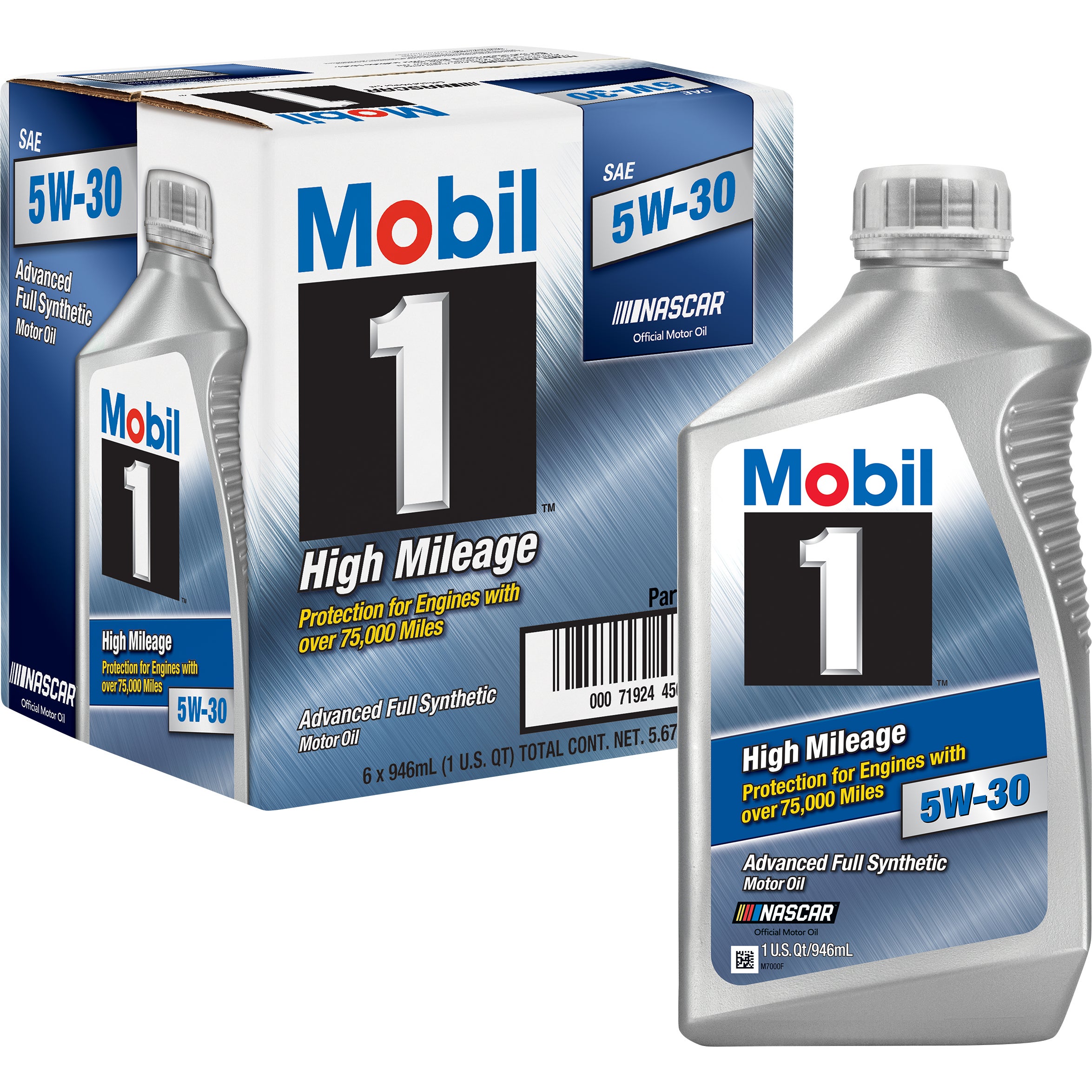 MOBIL 1 HIGH MILEAGE 5W30 6 - 1 QUART BOTTLES - Image 1