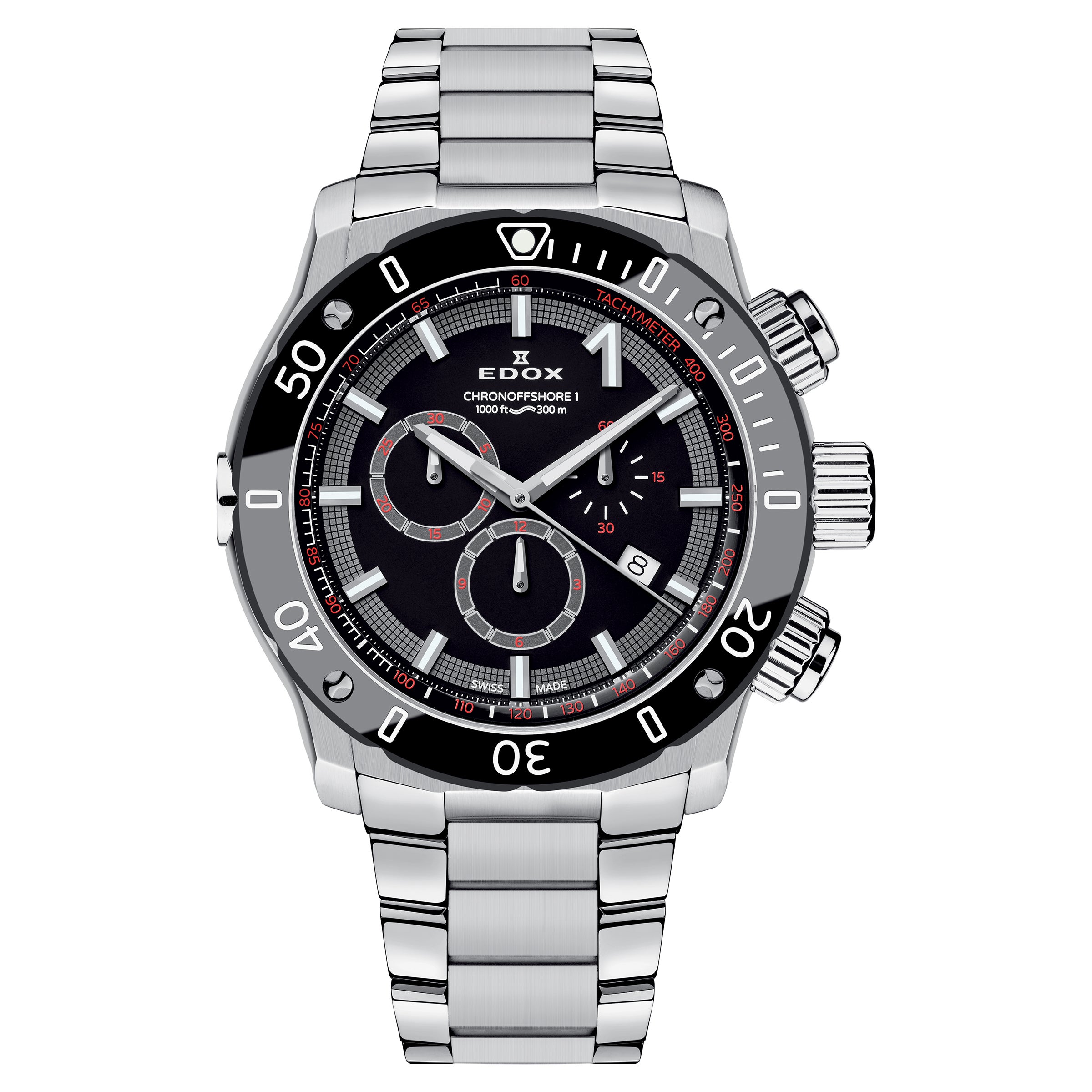EDOX 3 SUB DIALS/ BOX DATE MEN'S QUARTZ WATCH