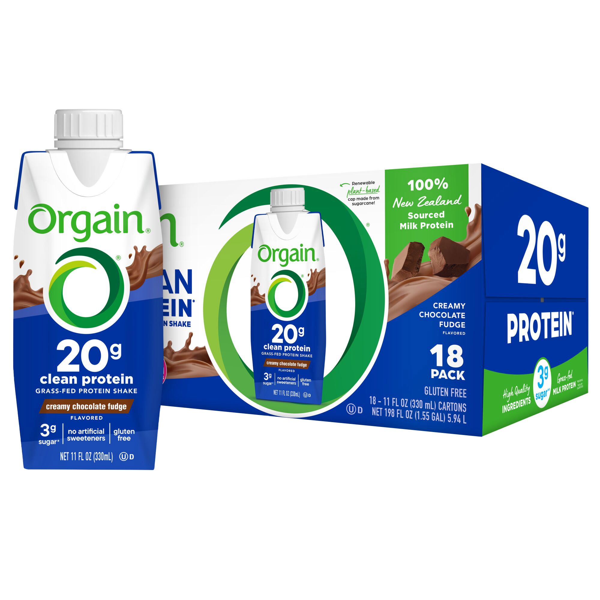 ORGAIN CLEAN PROTEIN SHAKE CHOCOLATE 18/11 FL OZ - Image 1
