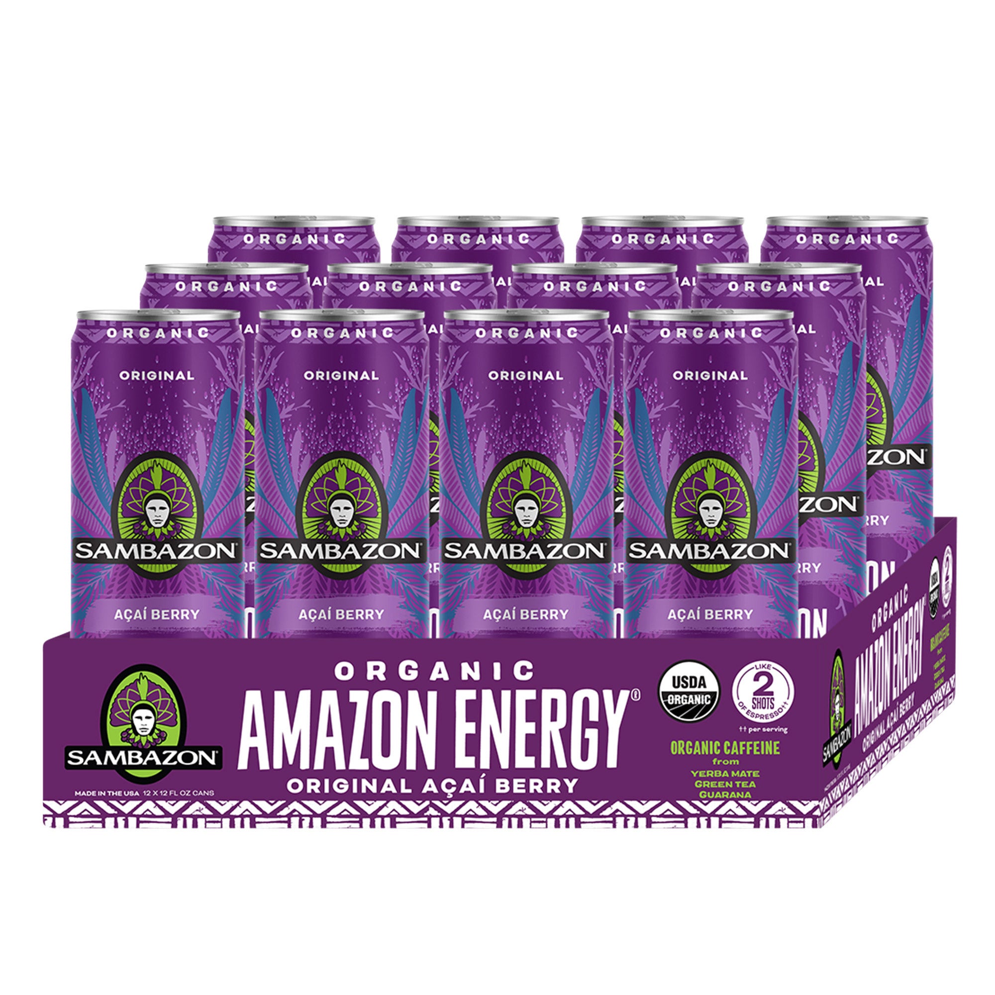 SAMBAZON ORGANIC ACAI BERRY ENERGY DRINK 12/12 OZ CANS - Image 1