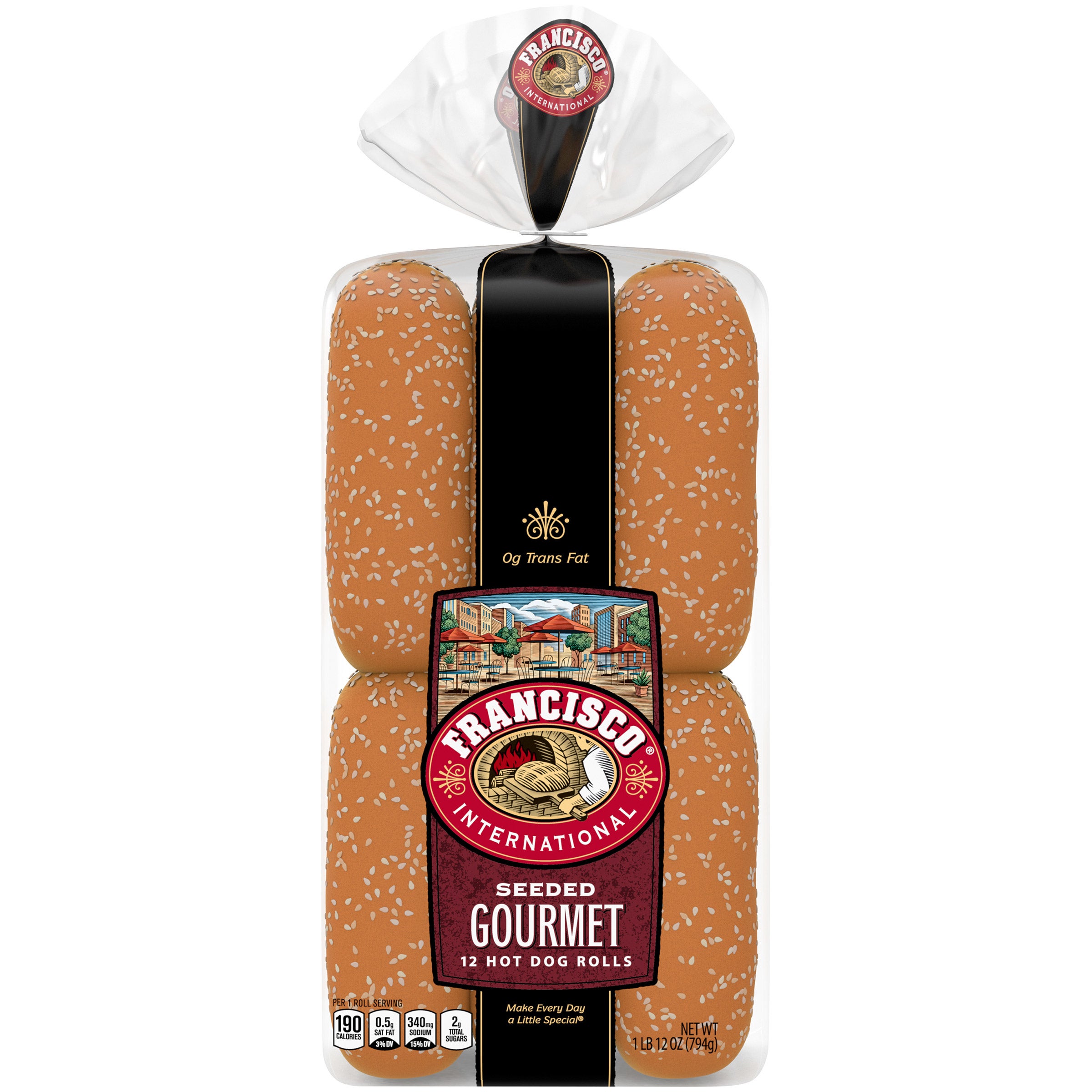 FRANCISCO GOURMET SEEDED HOAGIE ROLL 12 COUNT 32.8 OUNCES