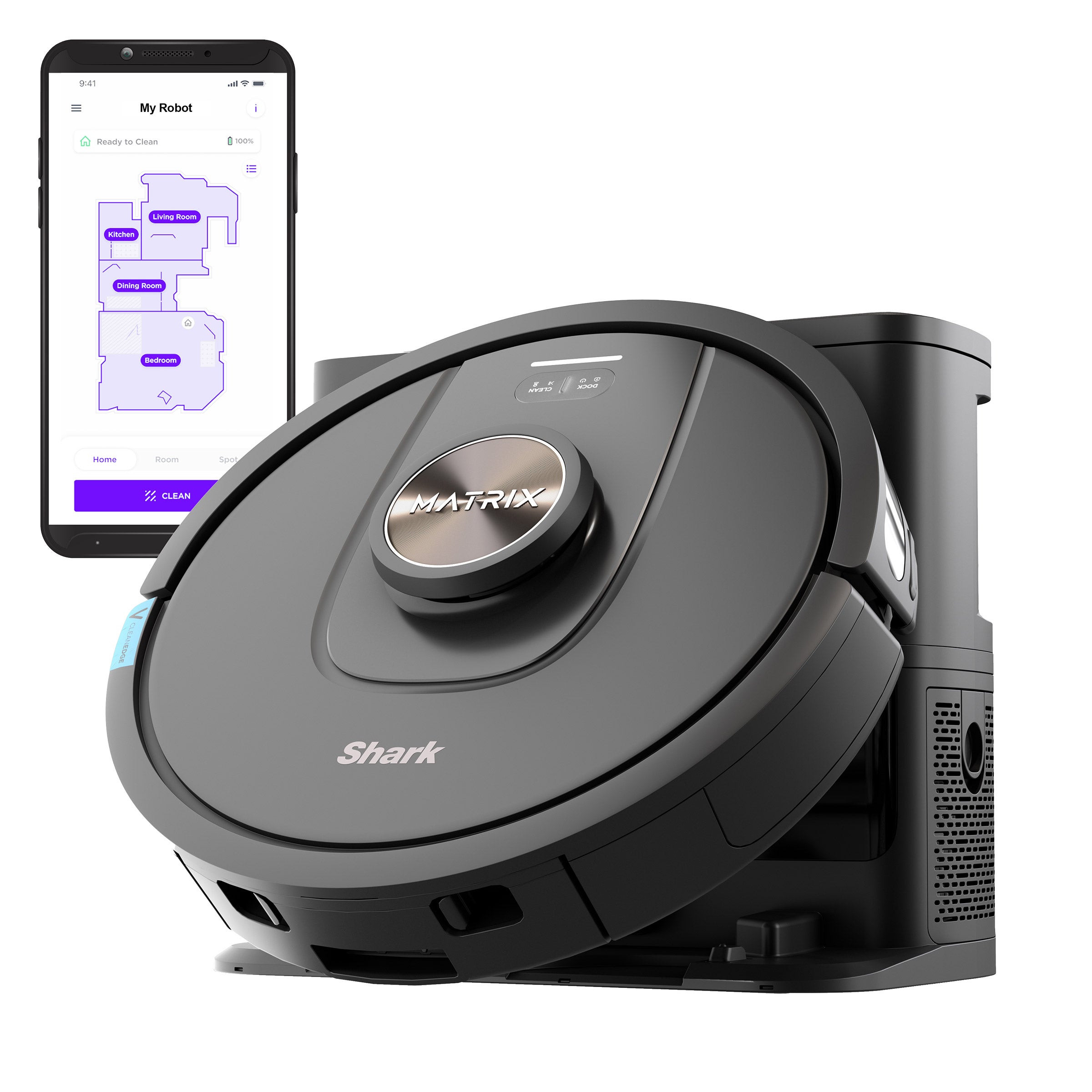 SHARK MATRIX PLUS ROBOT VACUUM WITH SELF-EMPTY HEPA BASE ^