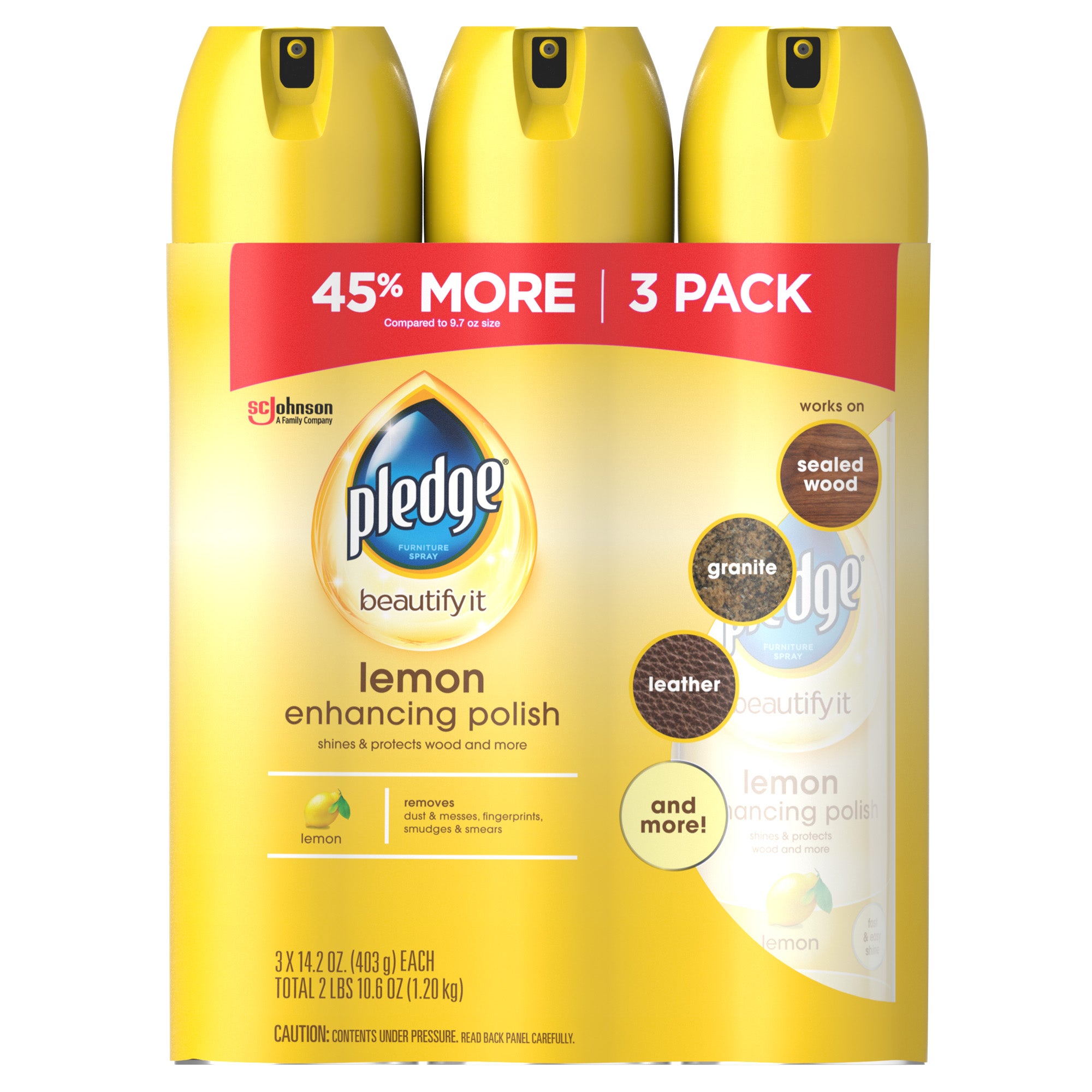 PLEDGE LEMON CLEAN 3/14.2 OZ