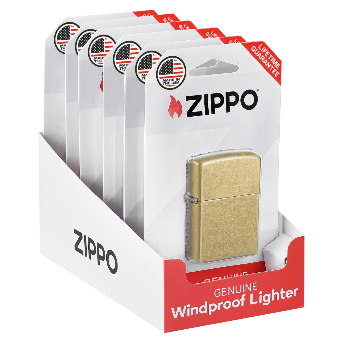 ZIPPO 6 CT BRASS LIGHTERS - Image 1