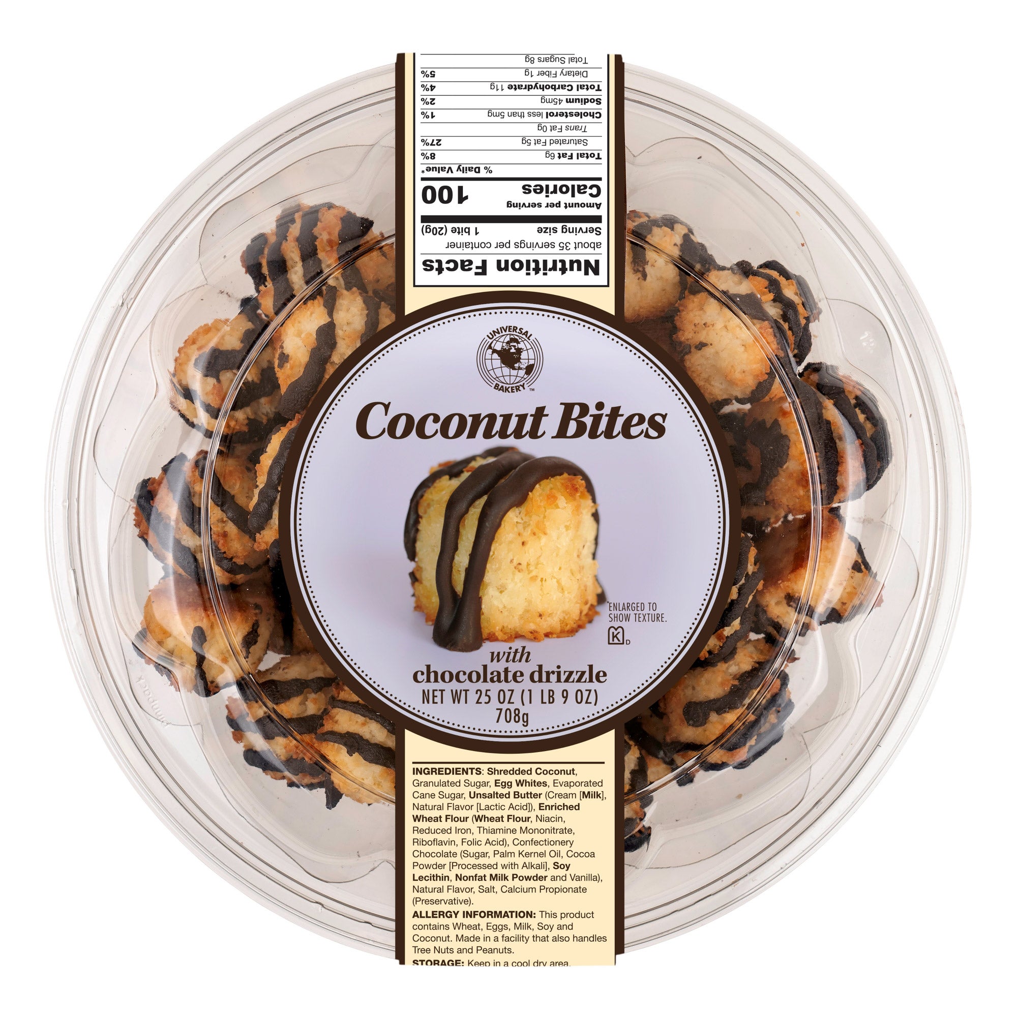 UNIVERSAL BAKERY CHOC/COCONUT BITES 25 OUNCE CONTAINER