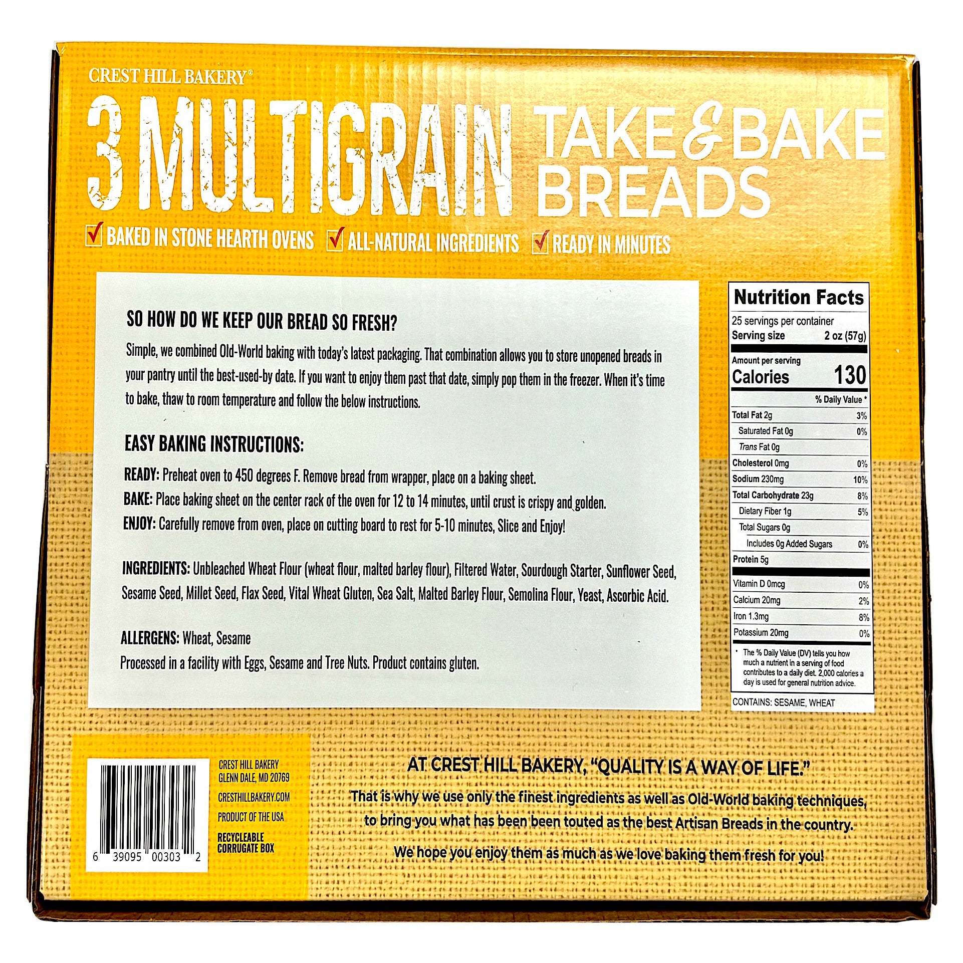 CREST HILL BAKERY MULTIGRAIN BREAD 3/16 OZ