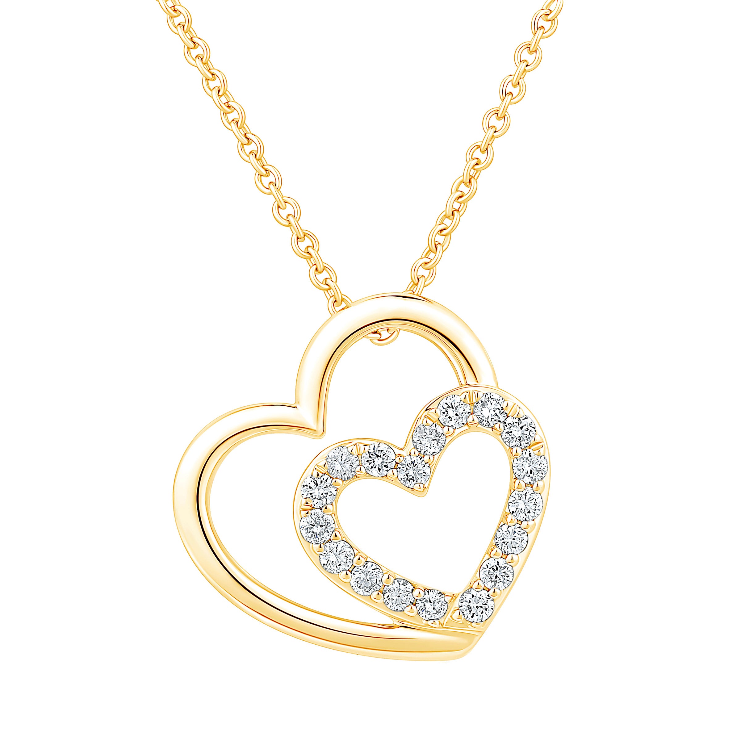 14KT YELLOW GOLD VS2 I 0.15CTW ROUND DIAMOND HEART PENDANT - Image 1
