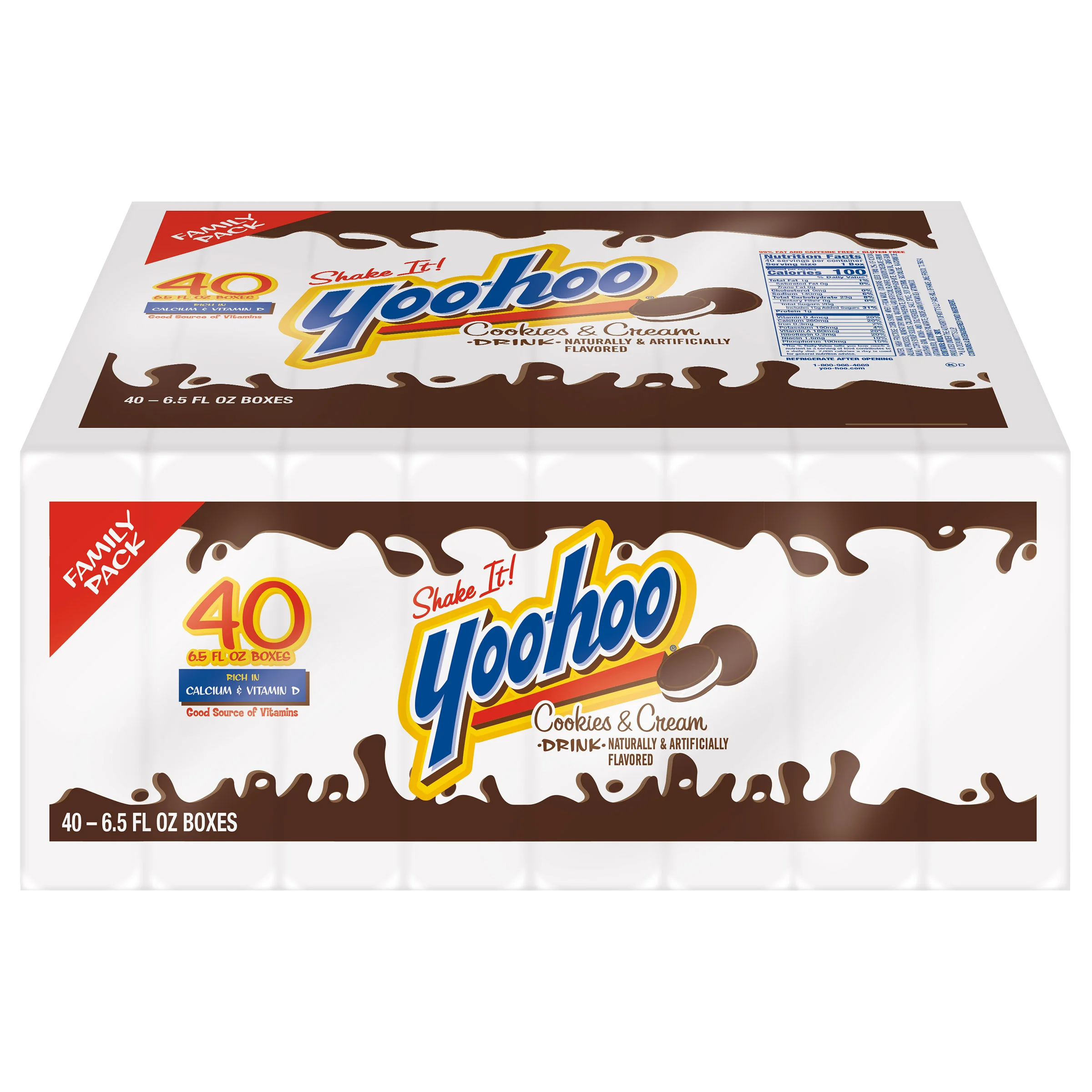 YOO-HOO COOKIES & CREAM 40 PACK 6.5 OUNCES EA