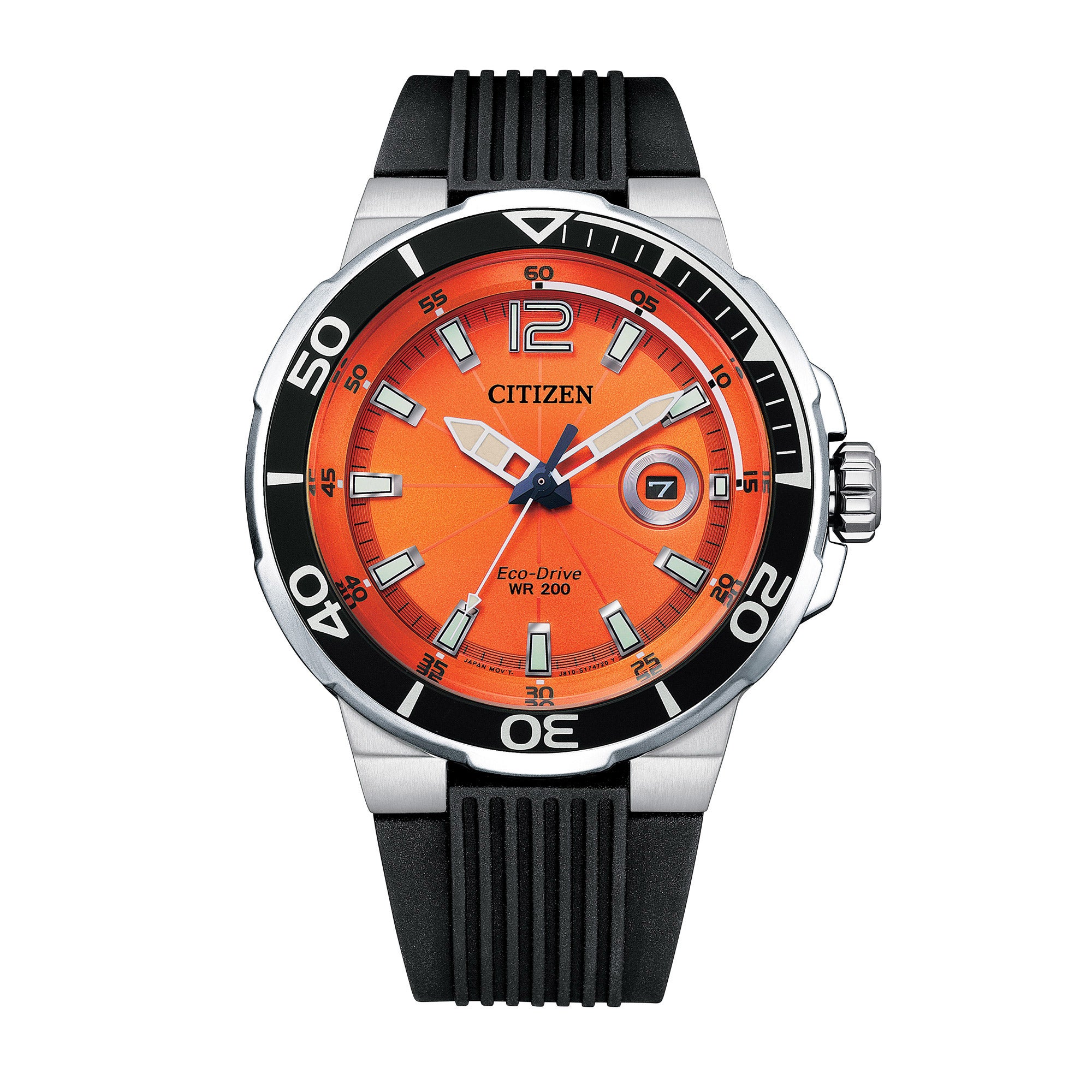 CITIZEN ECO-DRIVE BLACK RUBBER STRAP QUARTZ MEN'S WATCH