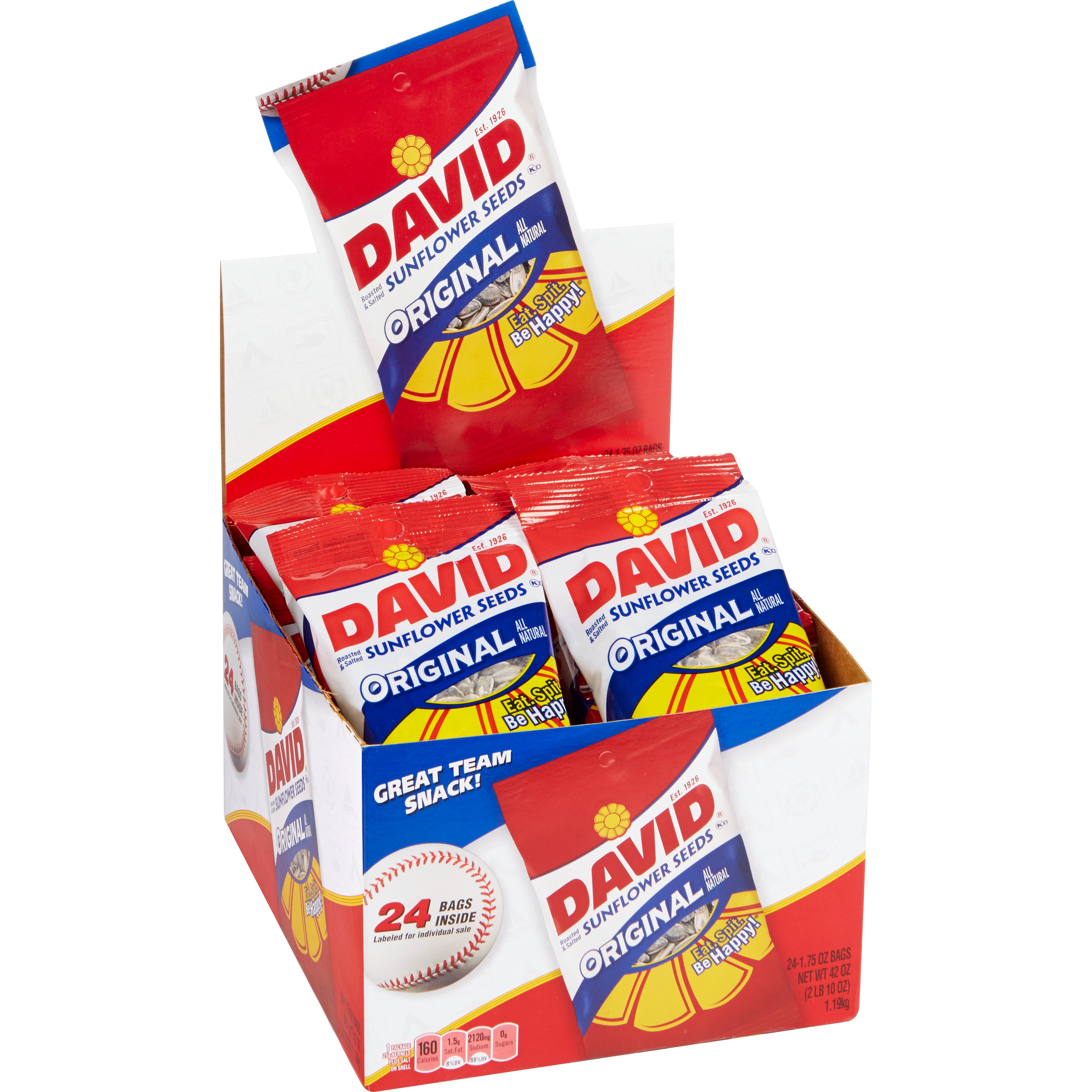 DAVID SUNFLOWER SEEDS ORIGINAL 24CT/1.75OZ - Image 1