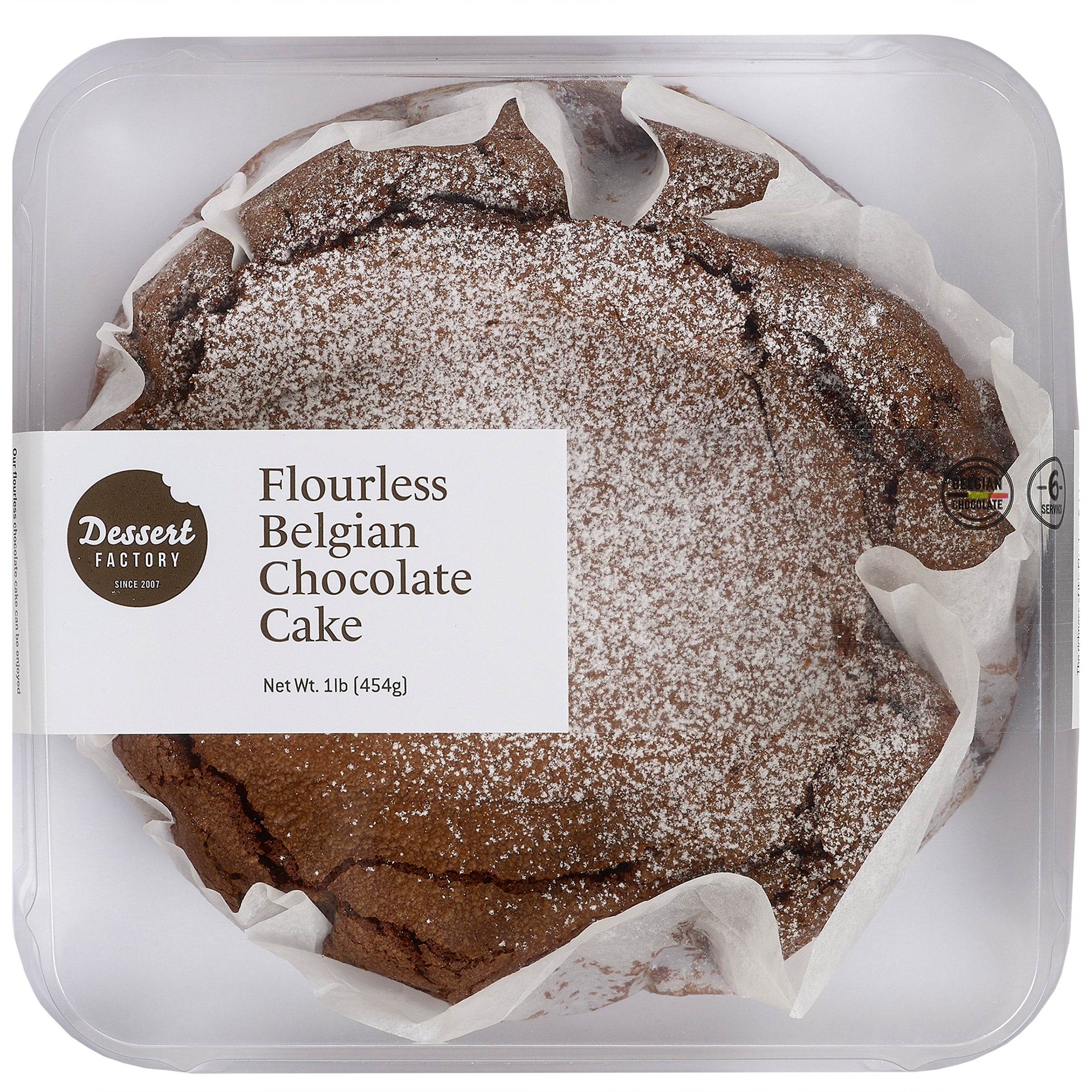 DESSERT FACTORY BELGIAN CHOCOLATE CAKE 16 OUNCE PACKAGE