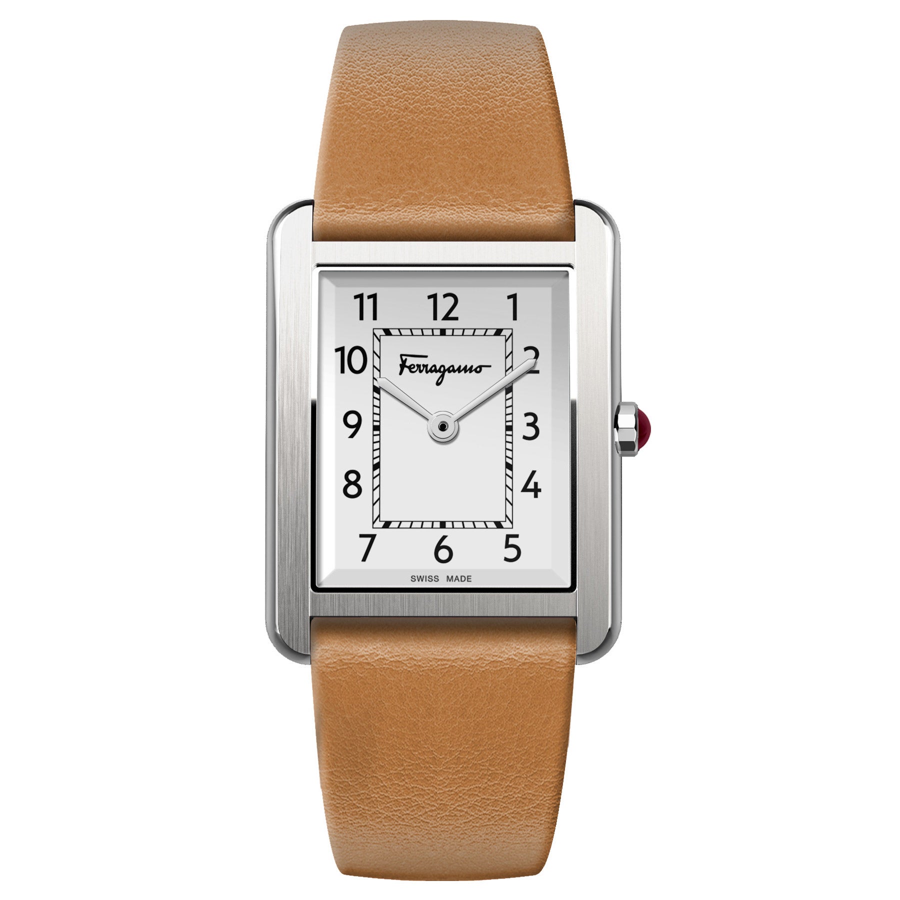 FERRAGAMO PORTRAIT BROWN LEATHER STRAP LADIES QUARTZ WATCH
