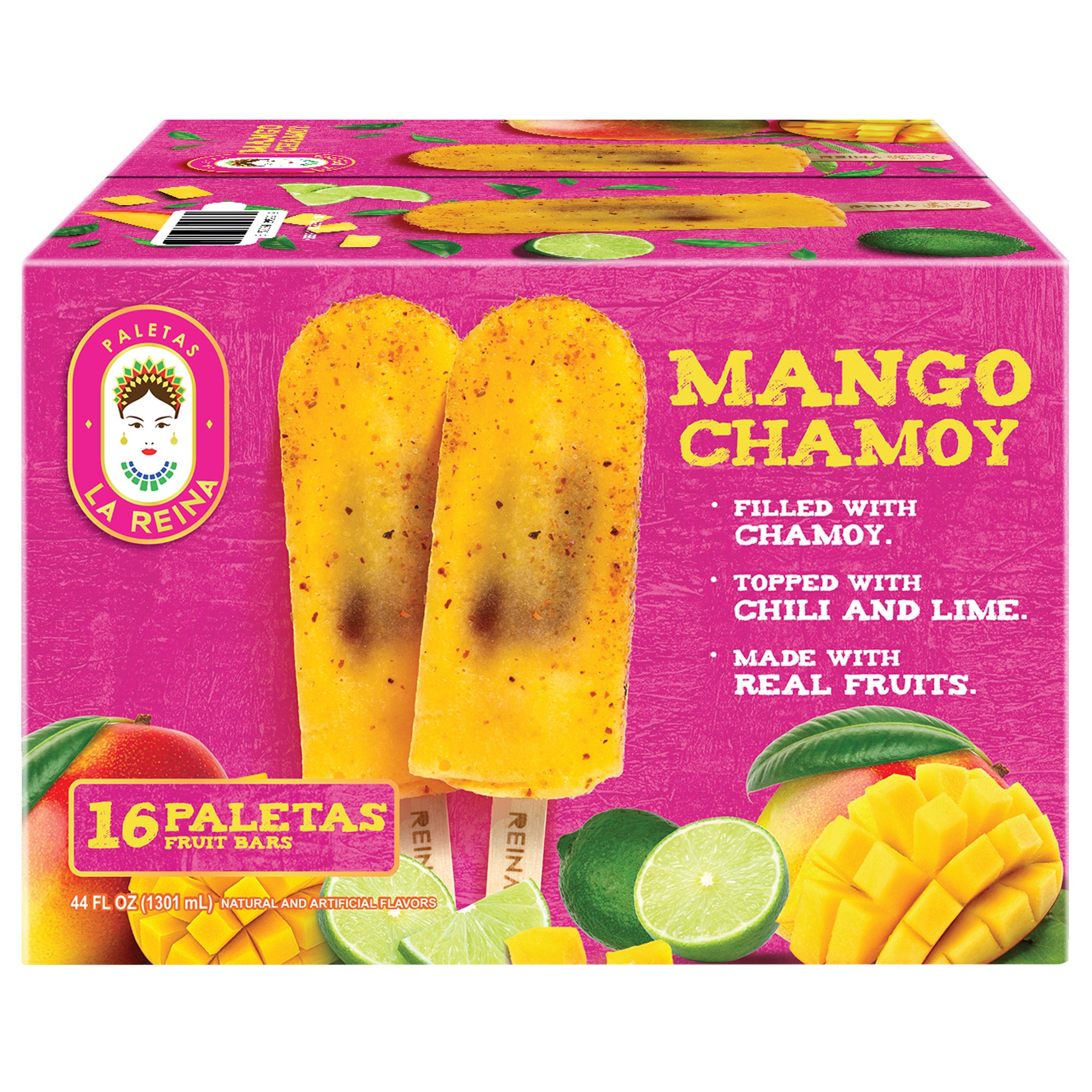 PALETAS LA REINA MANGO CHILITO BARS 16 COUNT 44 OUNCES