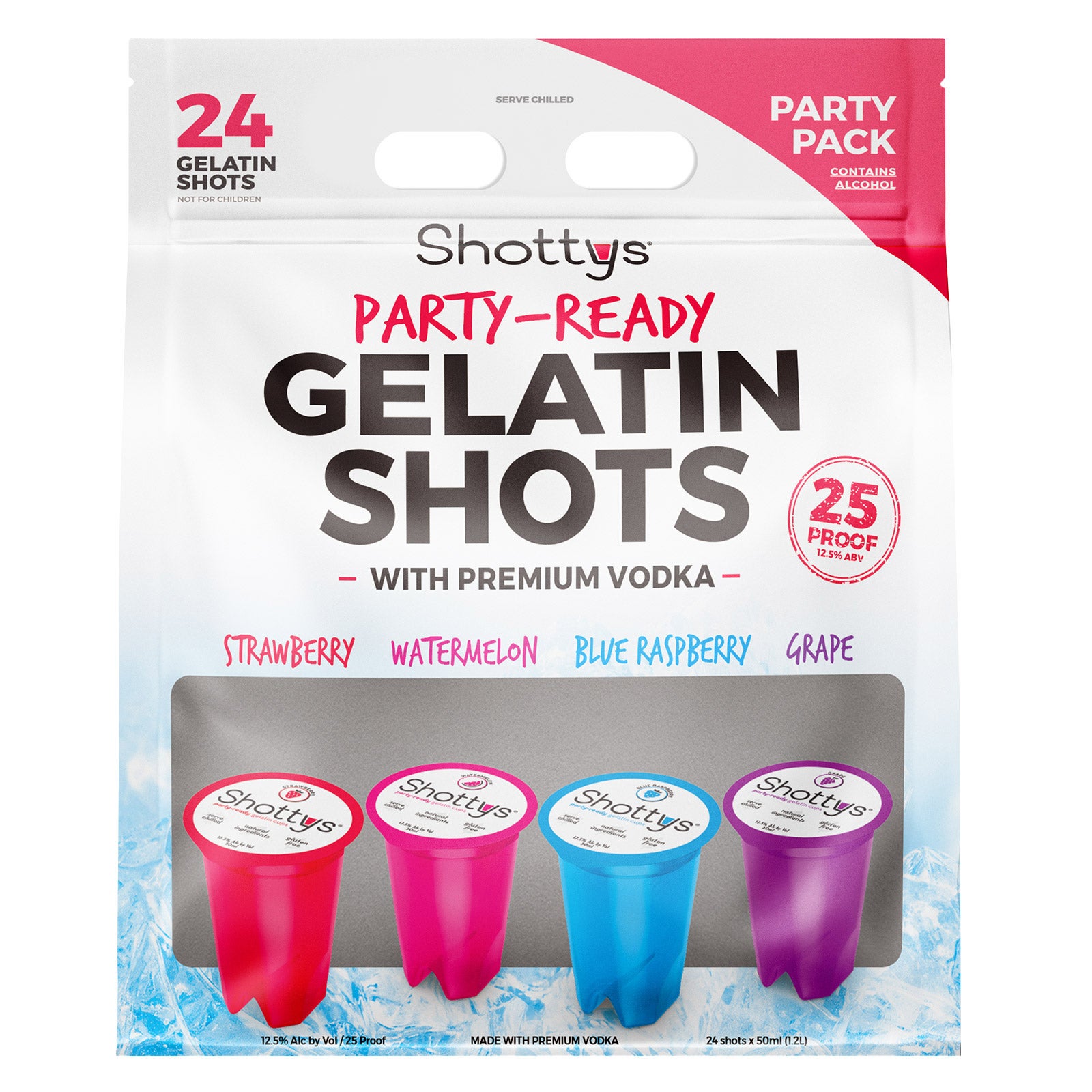 SHOTTY'S GELATIN SHOTS VARIETY PK 12.5% ABV USA 24/50ML