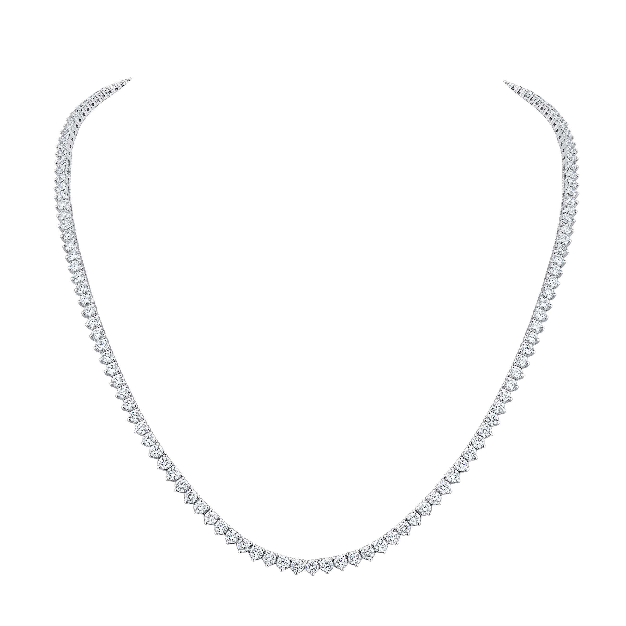 14KT WHITE GOLD VS2 G 12CTW ROUND DIAMOND STRAND NECKLACE - Image 1