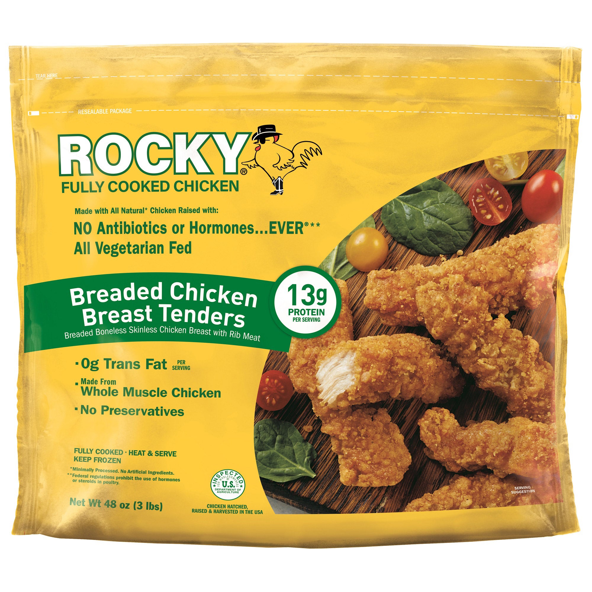 ROCKY BREADED CHICKEN BREAST TENDERS 3 POUNDS