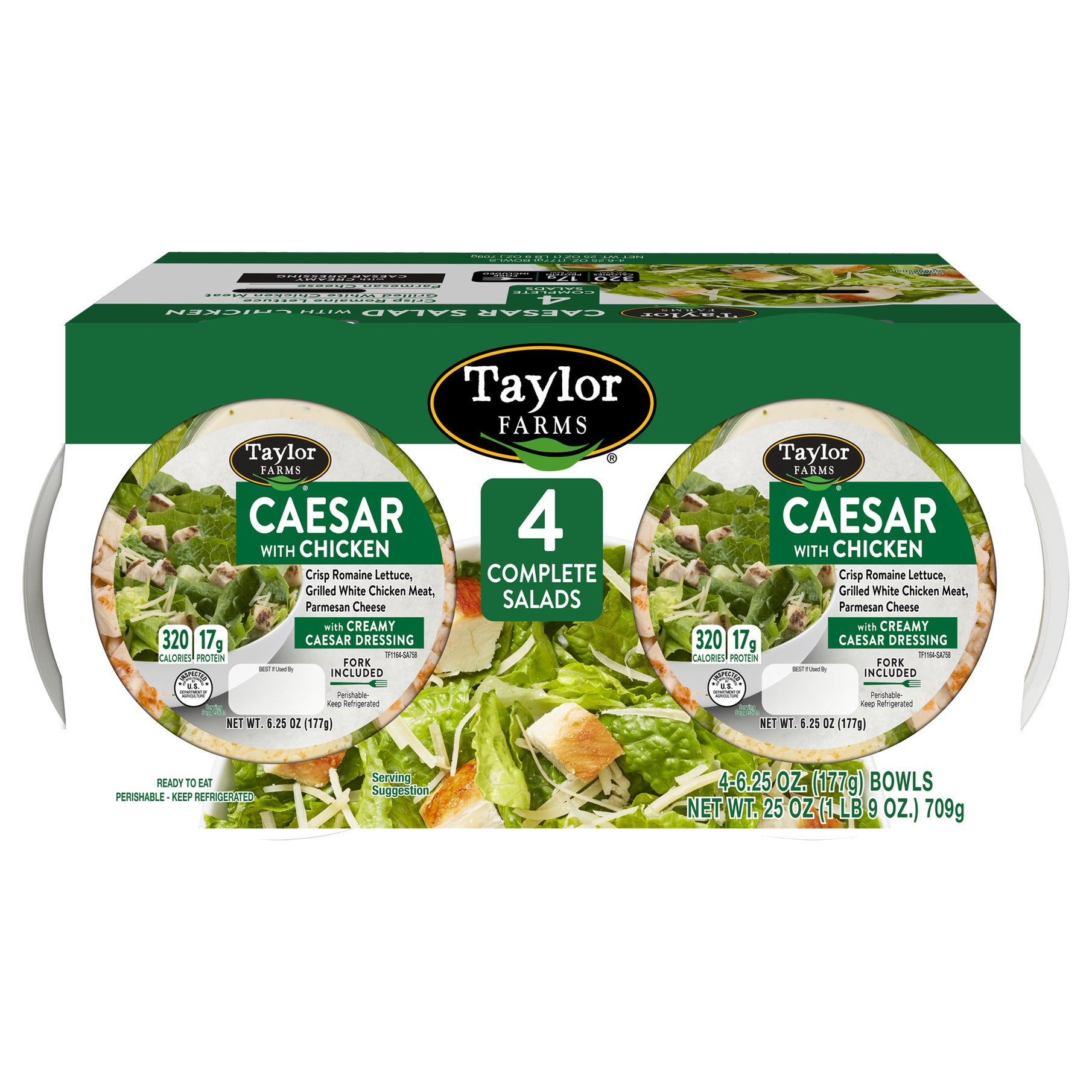 READY PAC SALAD CHICKEN CAESAR BOWLS 4 CT