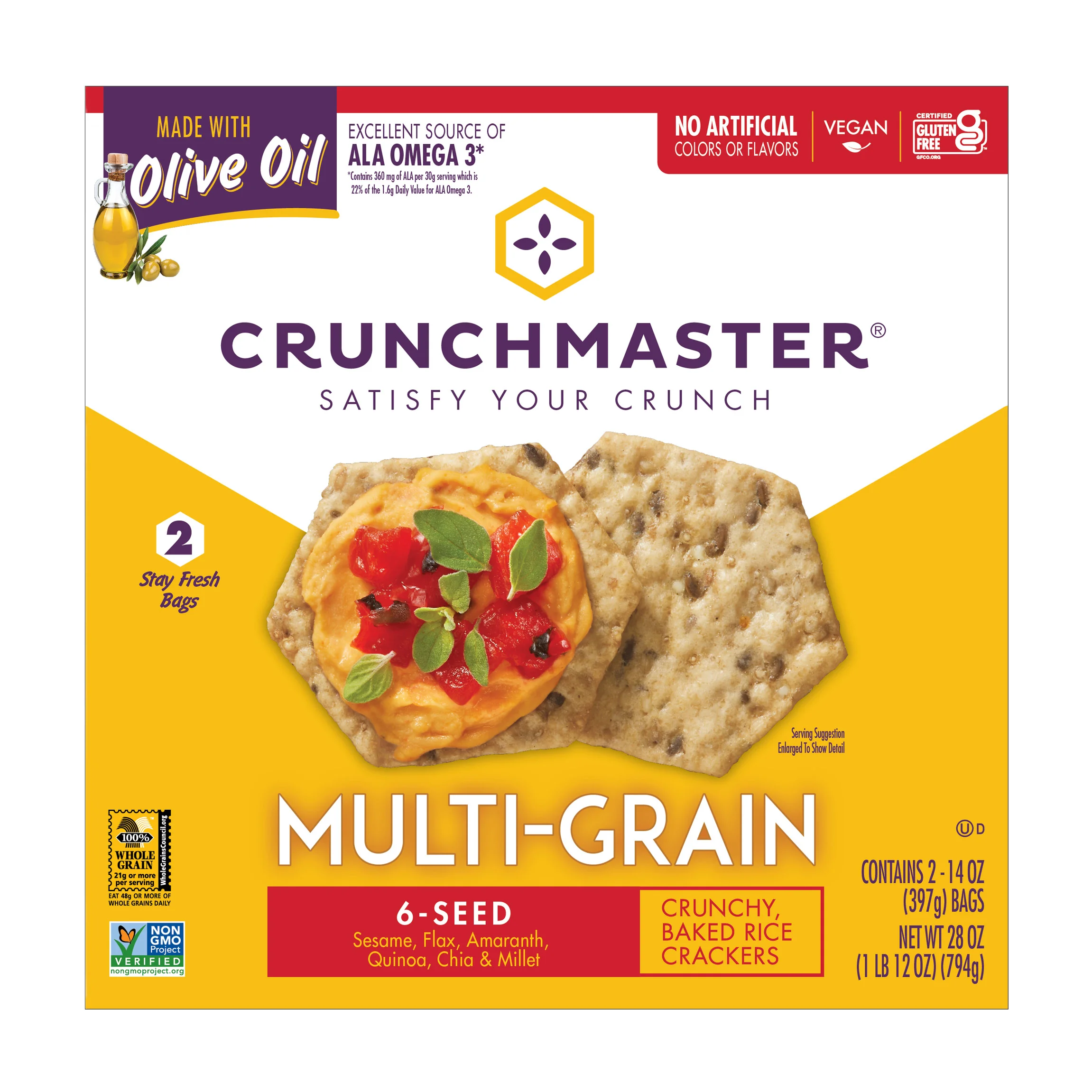 CRUNCHMASTER MULTI-GRAIN 6 SEED 28 OUNCE BOX - Image 1