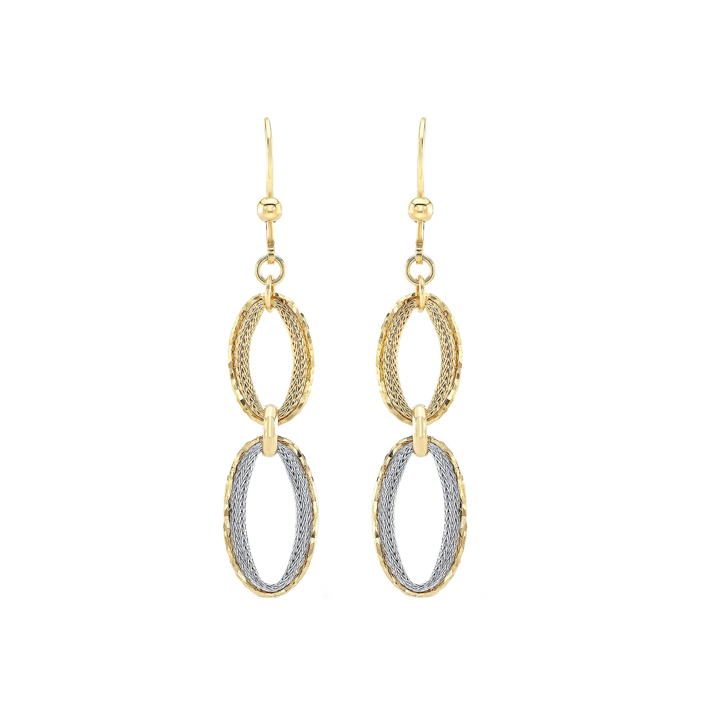 14KT TWO-TONE GOLD DANGLING EARRINGS MADE IN ITALY