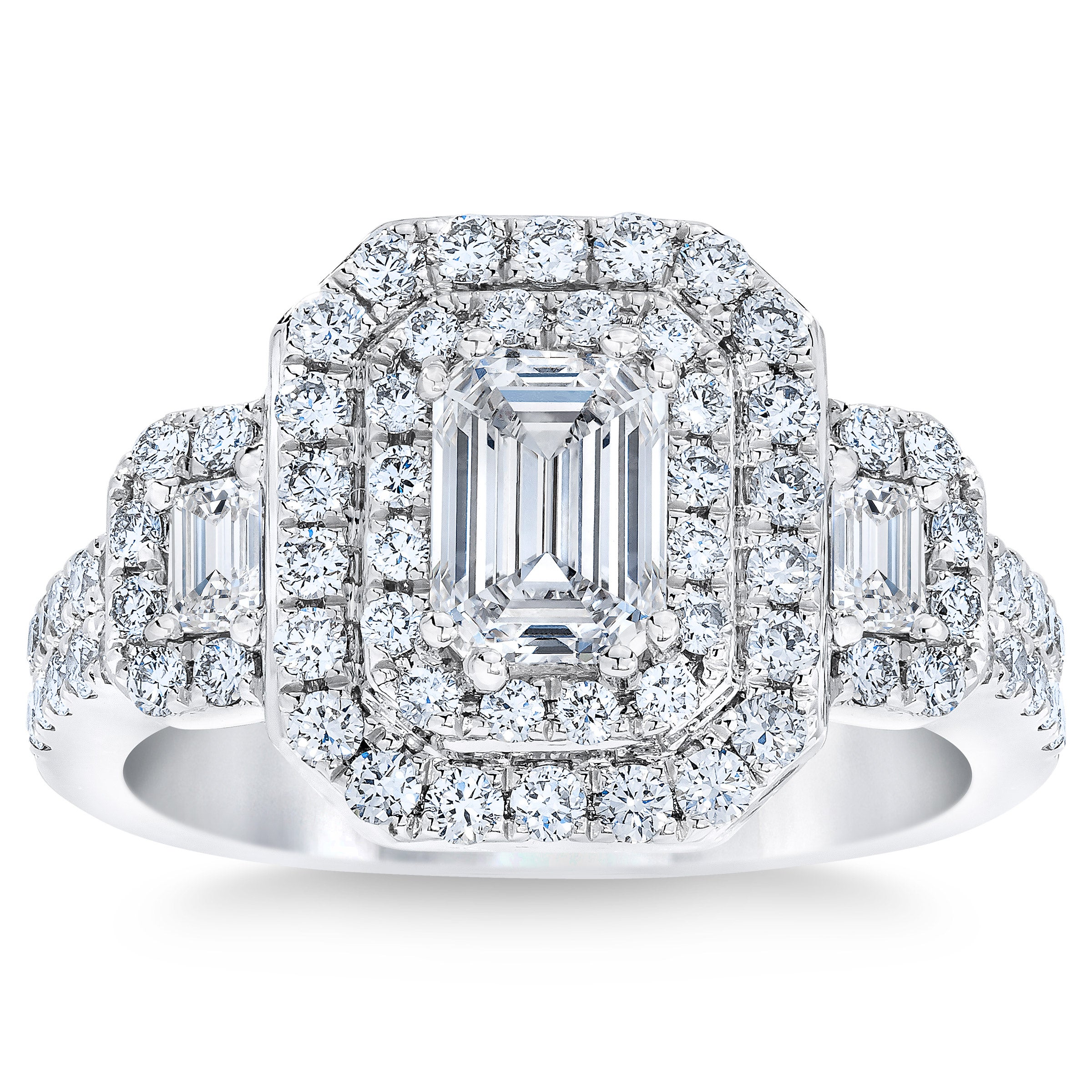PLATINUM VS2 I 1.46CTW EMERALD CUT DIA.RING (0.70CTR) SZ5