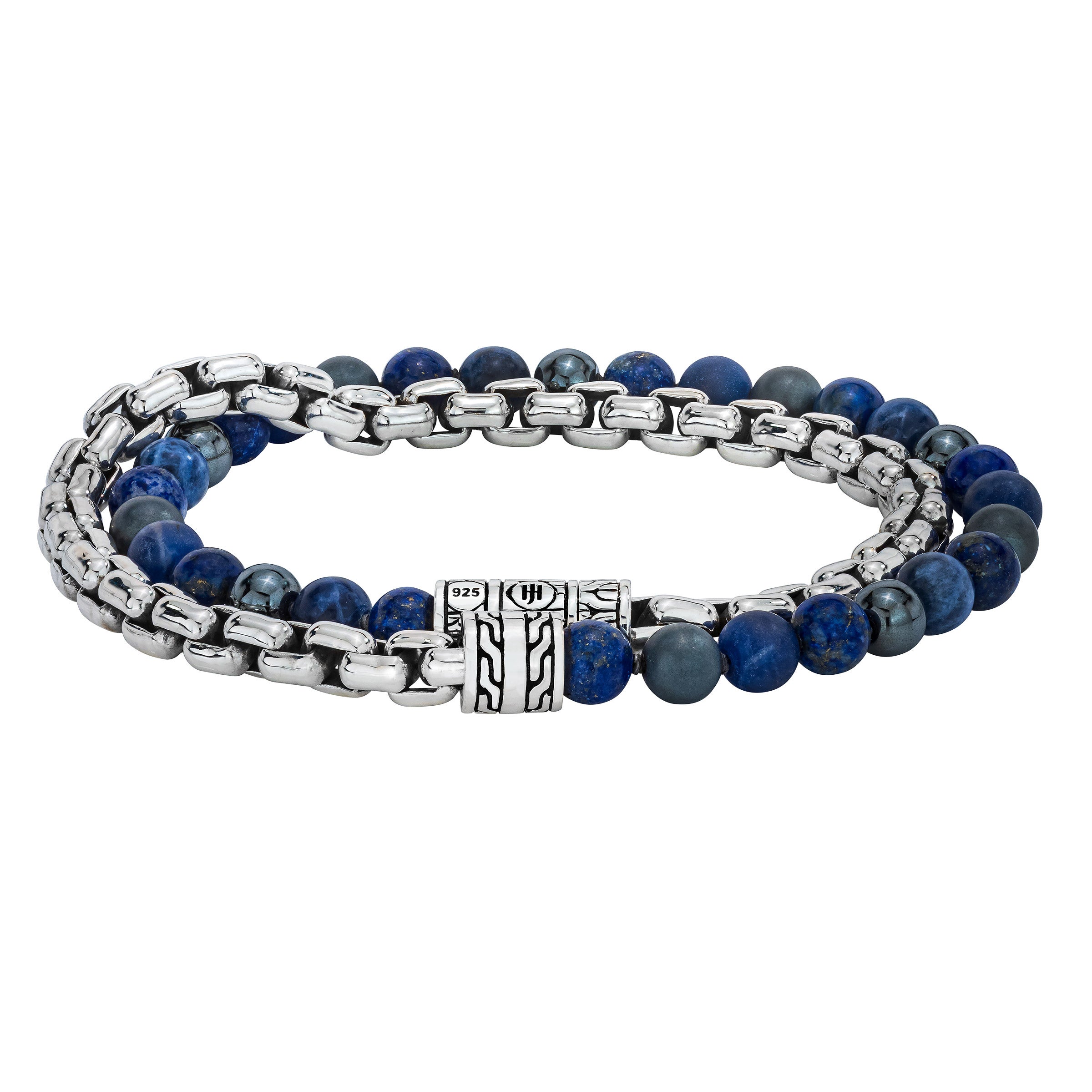 JOHN HARDY STERLING SILVER AND GEMSTONE 6MM MENS WRAP BRACELET