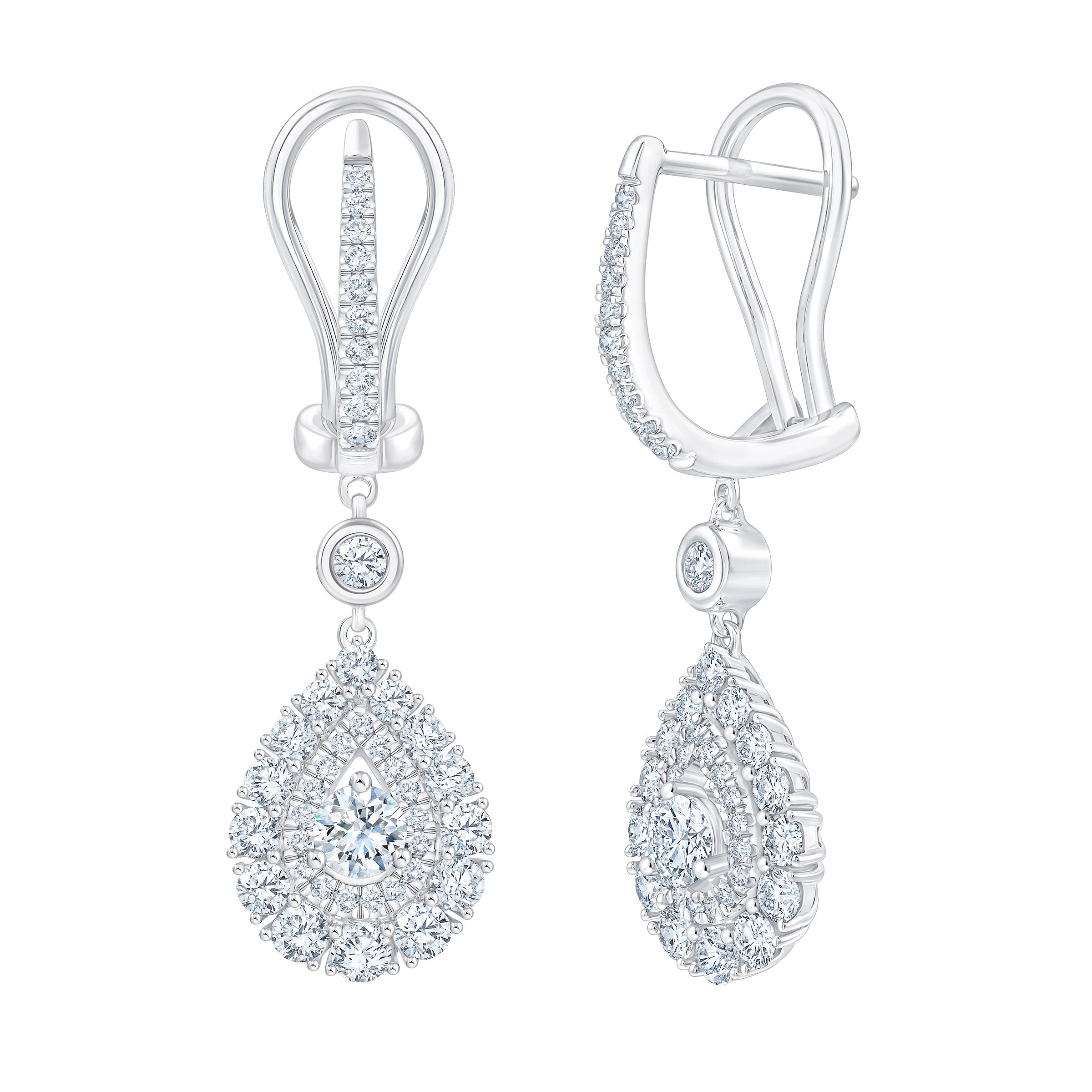 14KT WHITE GOLD VS2 I 1.50CTW ROUND DIAMOND DANGLE EARRINGS - Image 1