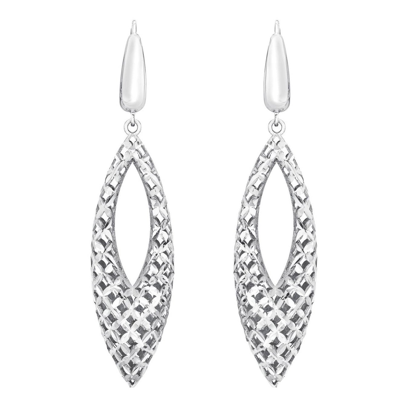 14KT WHITE GOLD TEARDROP EARRINGS MADE IN ITALY
