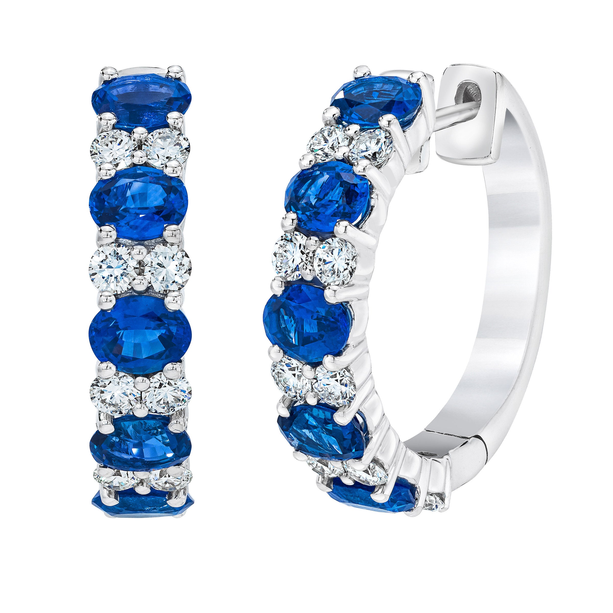 BLUE SAPPHIRE 0.75CTW 14KT WHITE GOLD VS2, I DIAMOND EARRINGS - Image 1