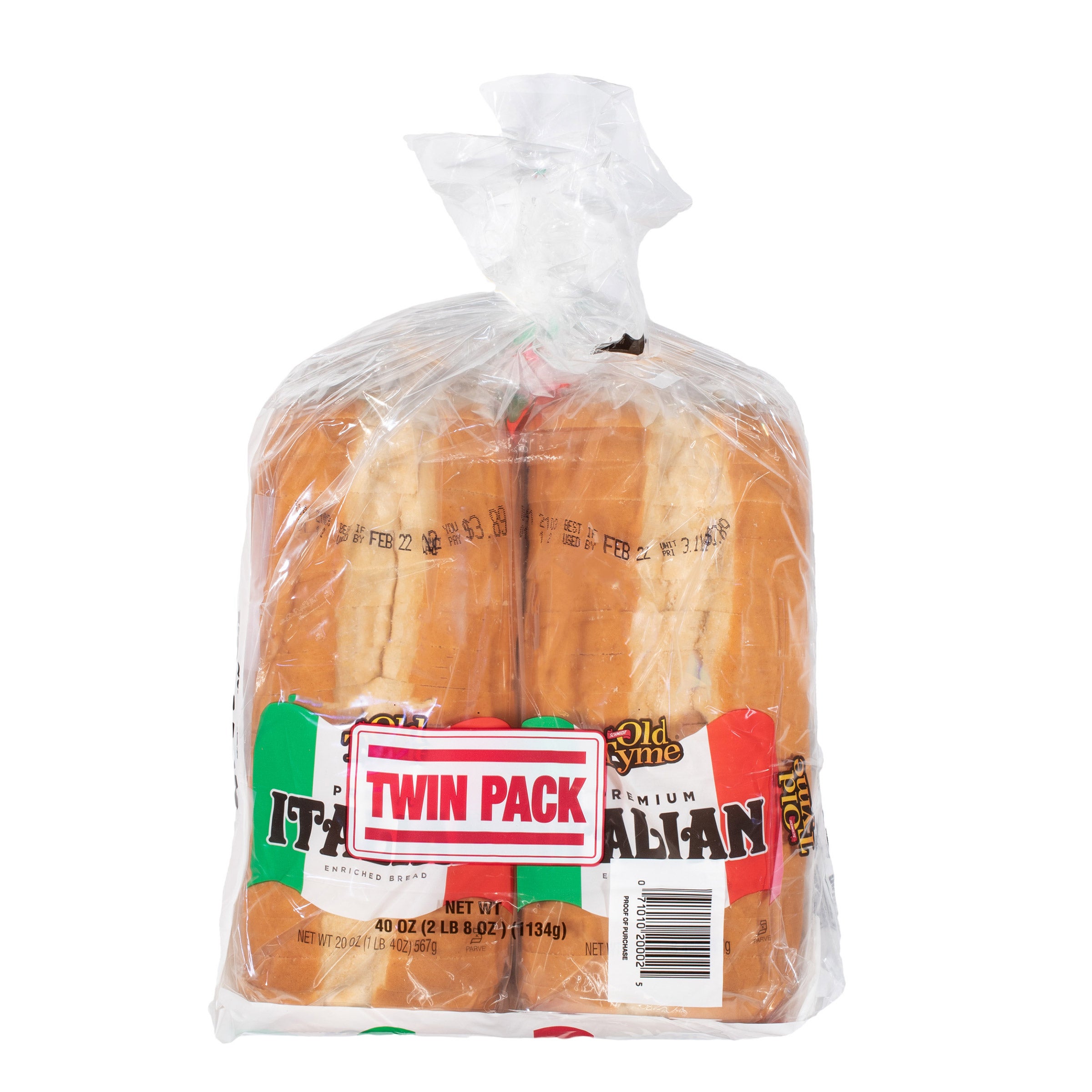 SCHMIDT UNSEEDED ITALIAN BREAD 2/20 OZ (2.5 LBS)
