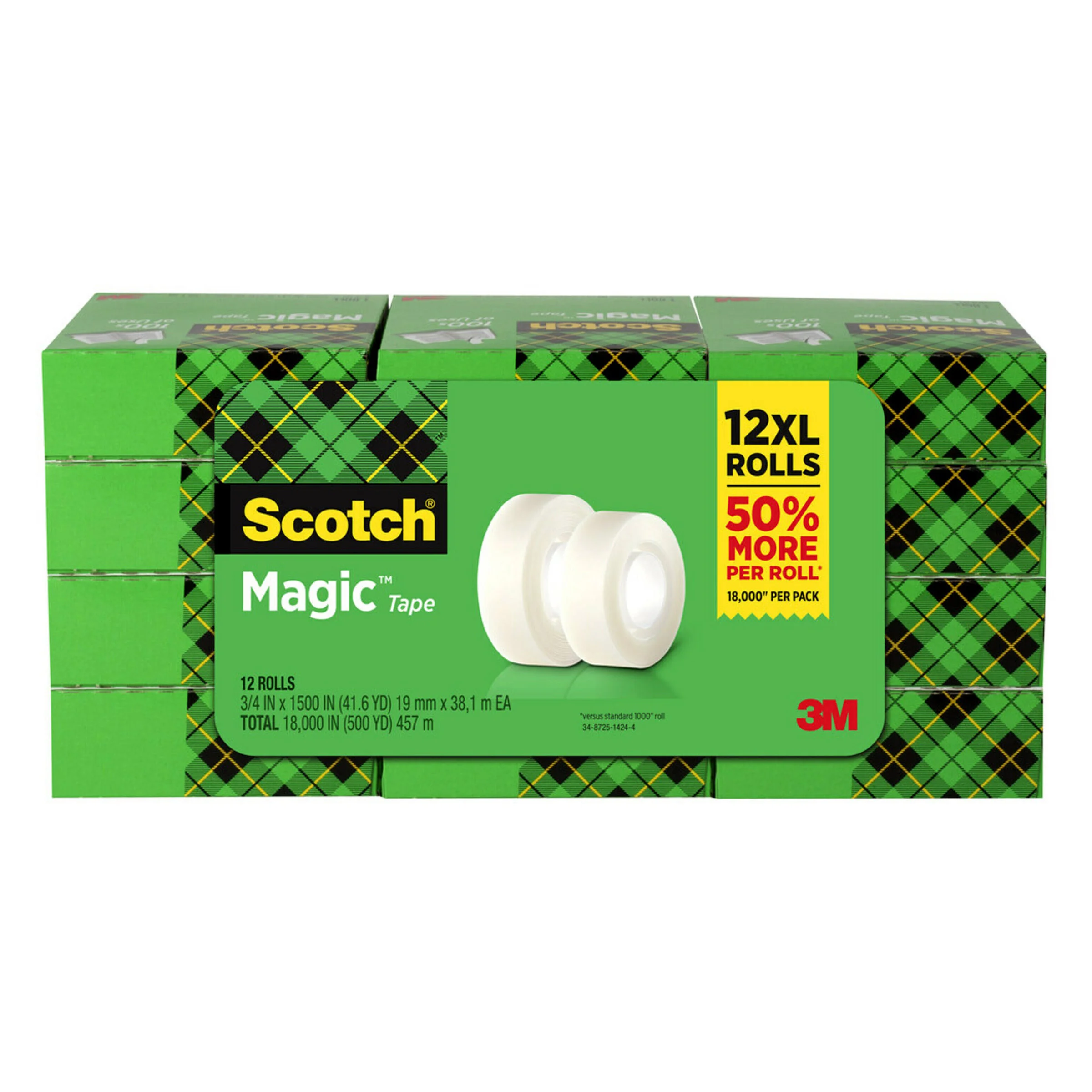 3M SCOTCH MAGIC TAPE REFILL 3/4"12PK 18,000" TOTAL - Image 1