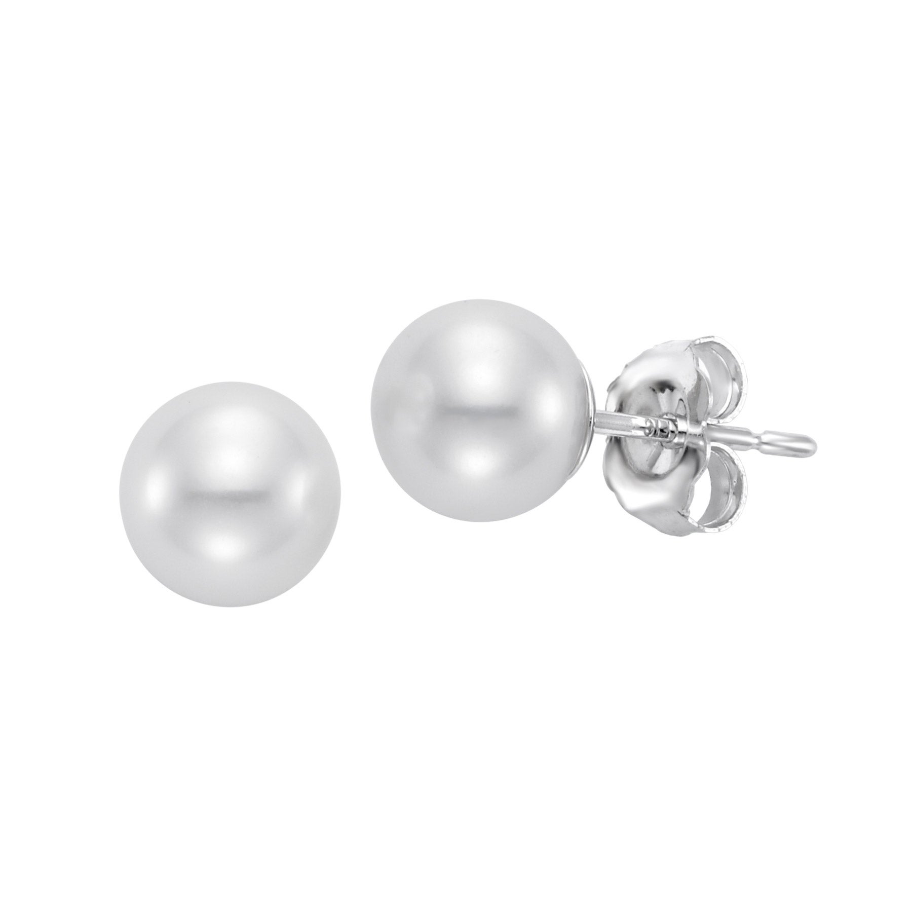 14KT GOLD 7-7.5MM FRESHWATER CULTURED PEARL STUD EARRINGS - Image 1