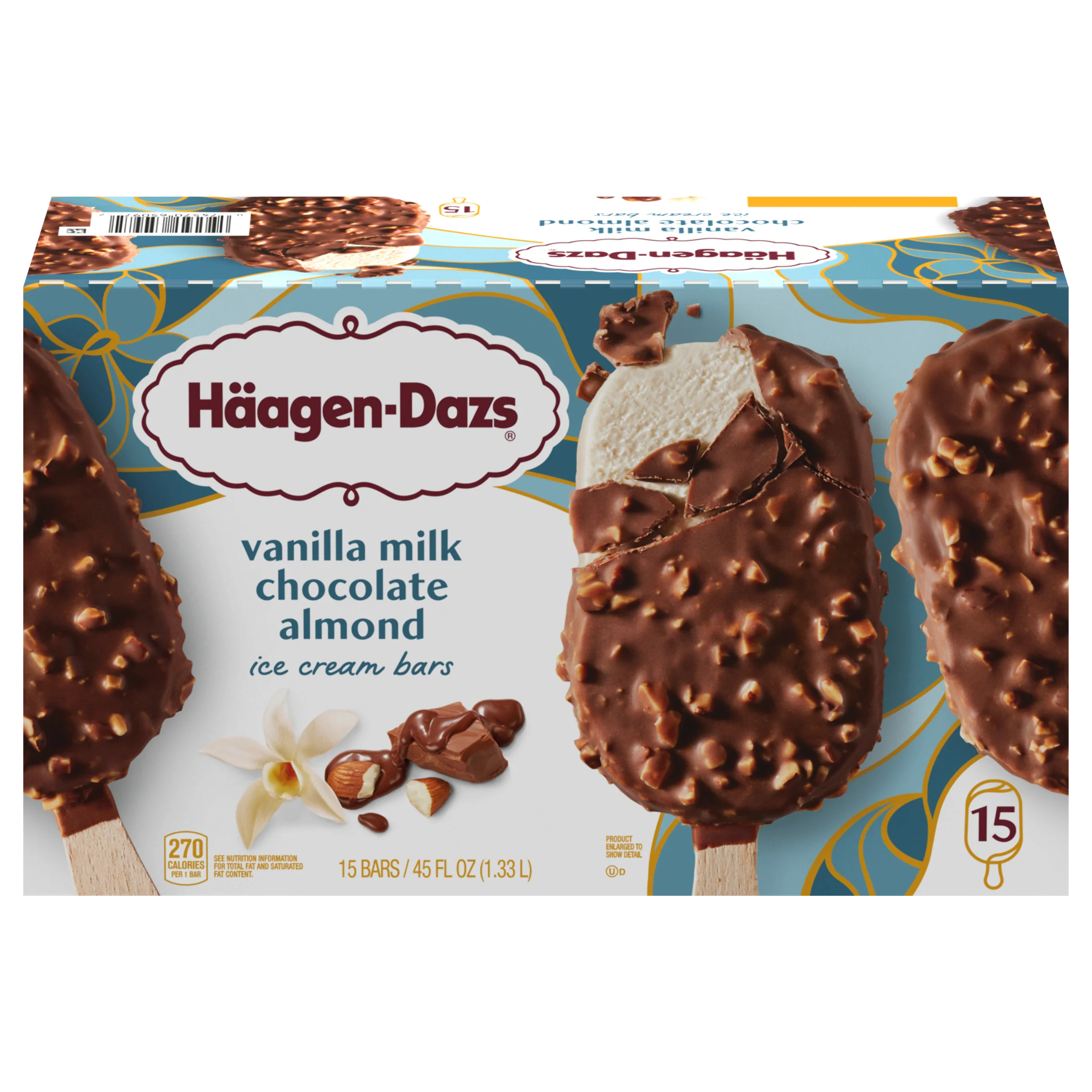 HAAGEN DAZS VANILLA ALMOND BARS 15 COUNT BOX