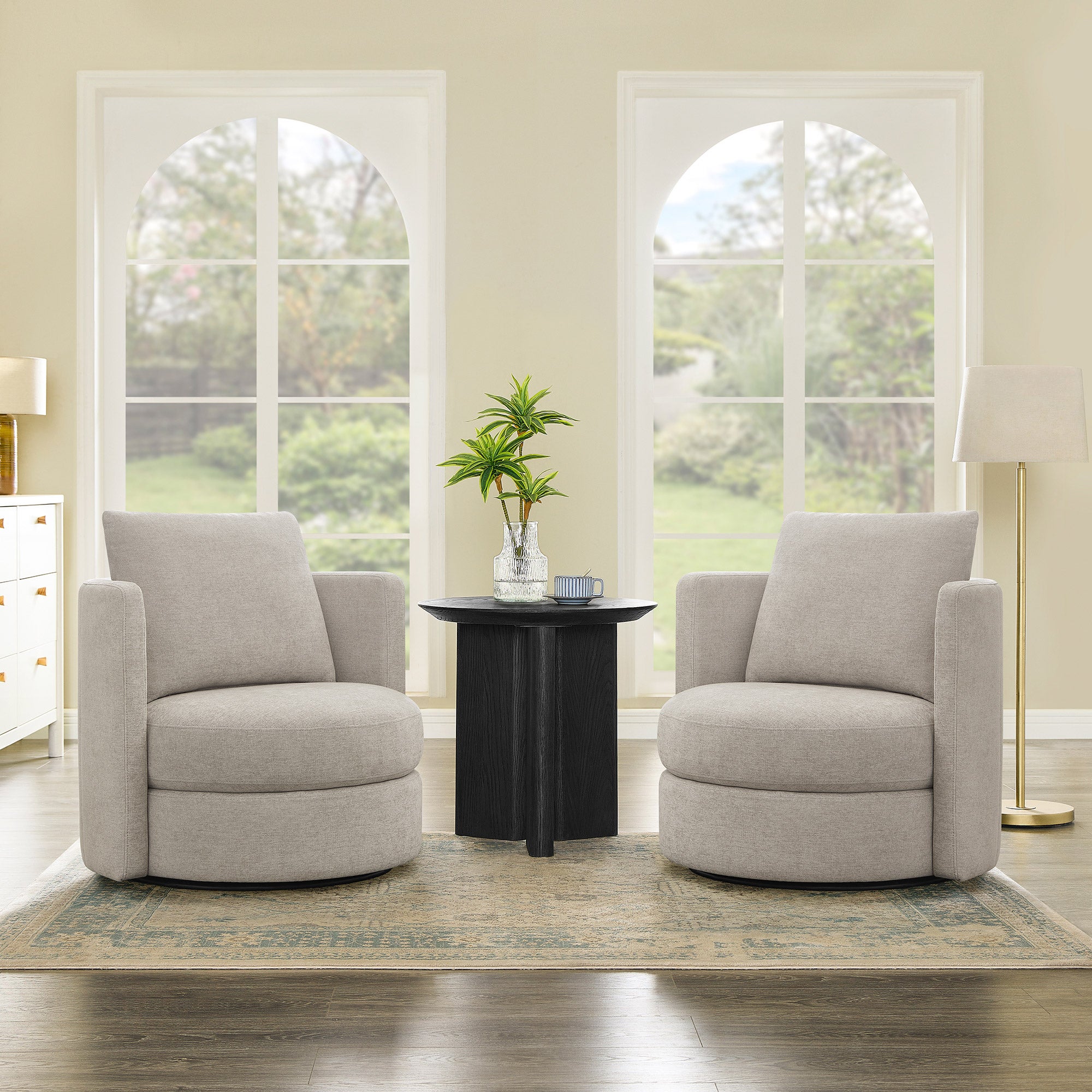 THOMASVILLE DAVOS 2PK SWIVEL CHAIR LIGHT GRAY
