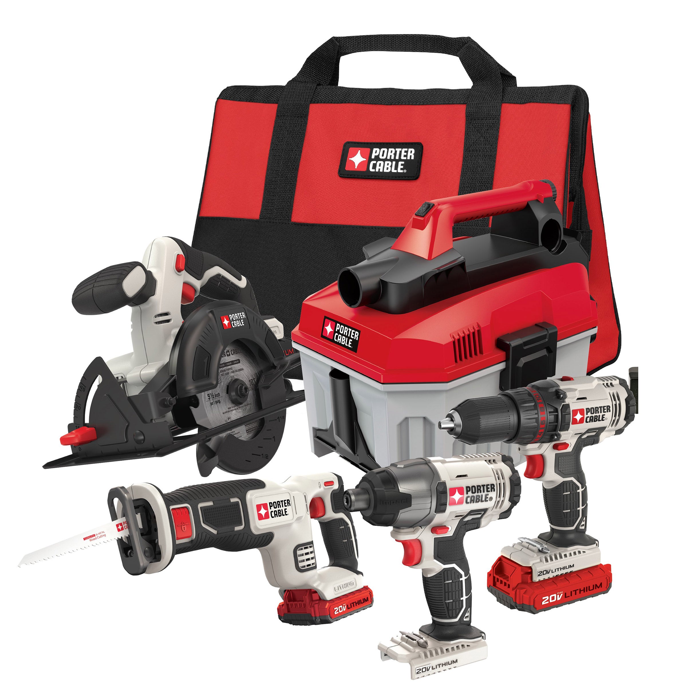 PORTER CABLE 5-TOOL COMBO KIT 20V MAX LITHIUM - Image 1
