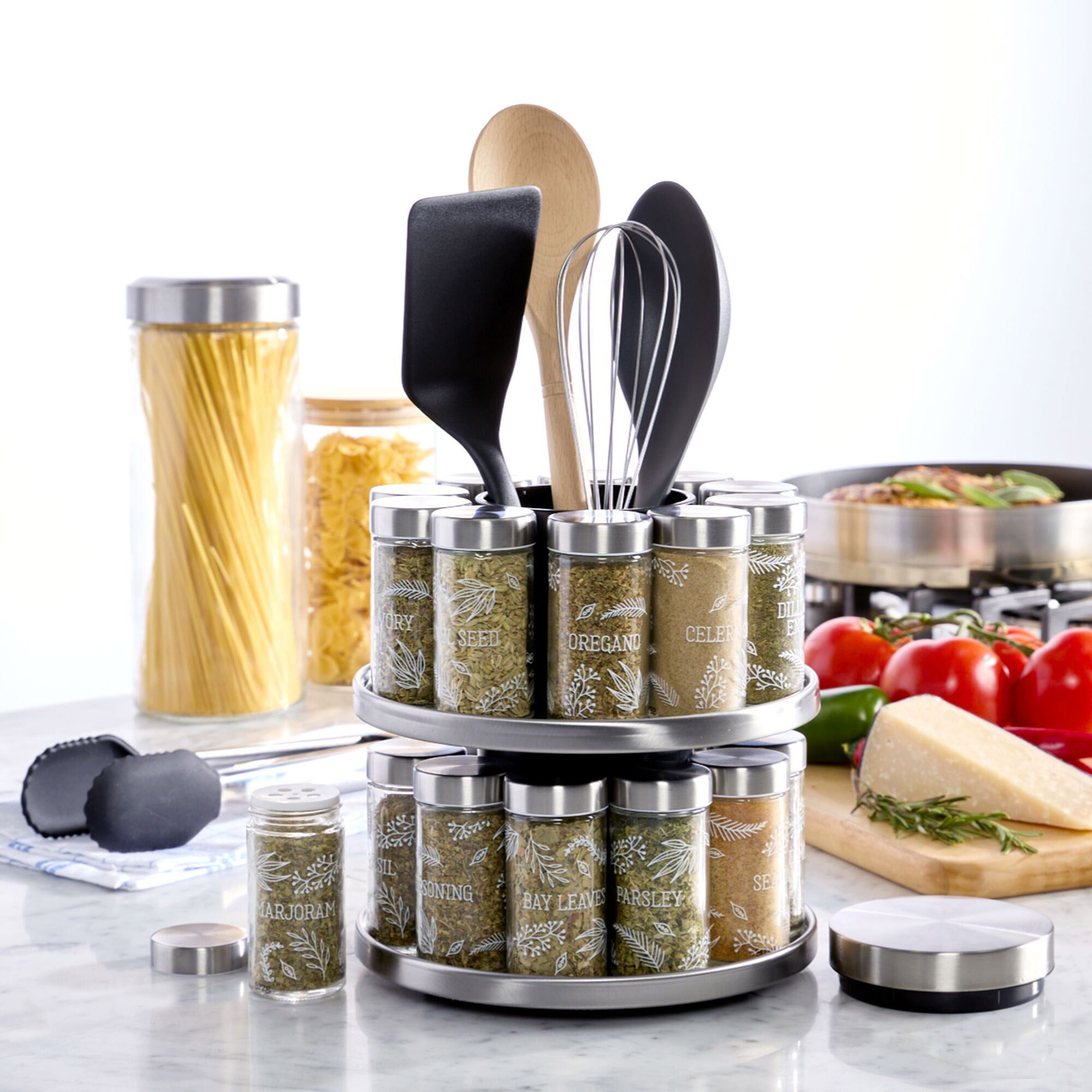KAMENSTEIN 20 JAR REVOLVING SPICE RACK WITH TOOL CADDY