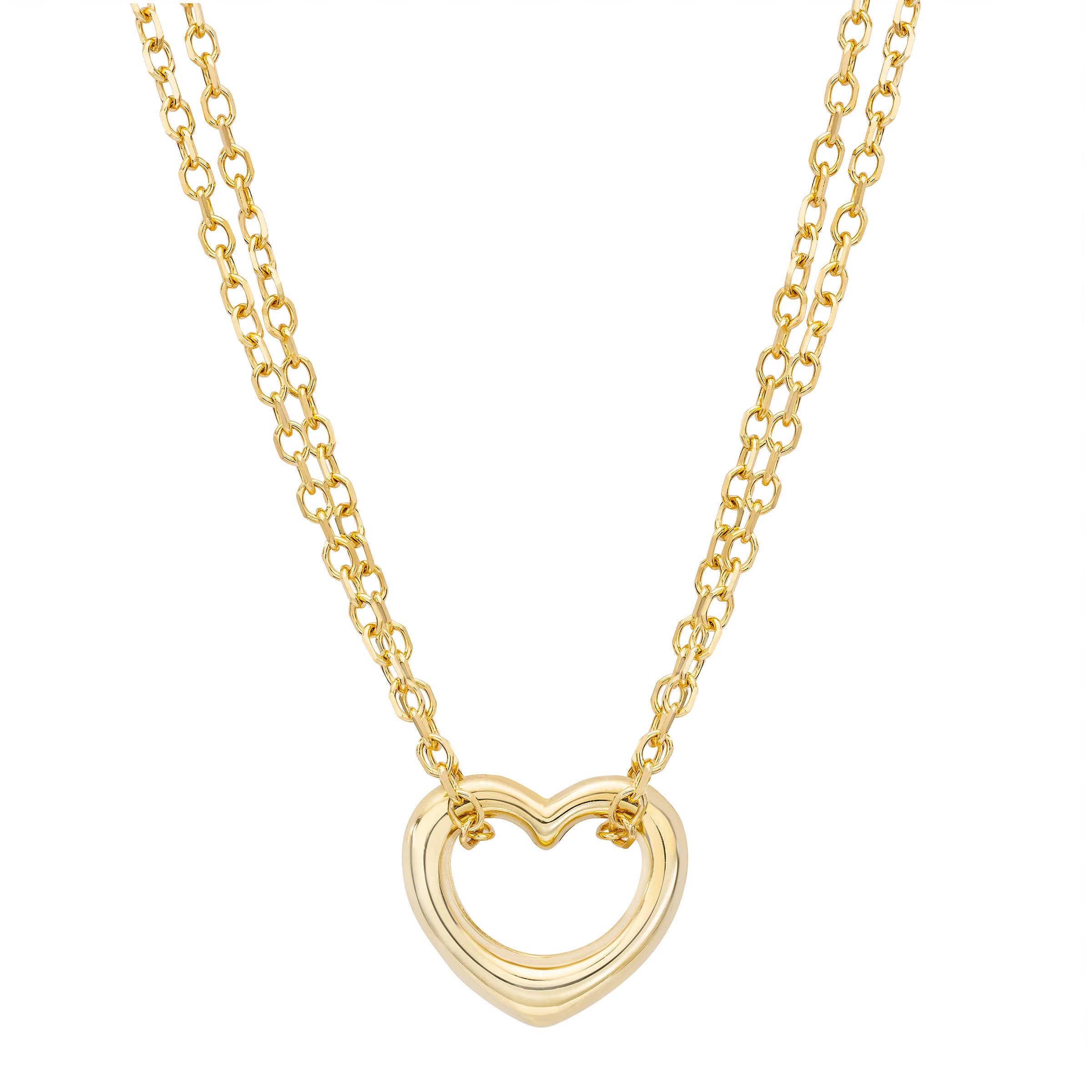 14KT YELLOW GOLD OPEN HEART PENDANT MADE IN ITALY - Image 1