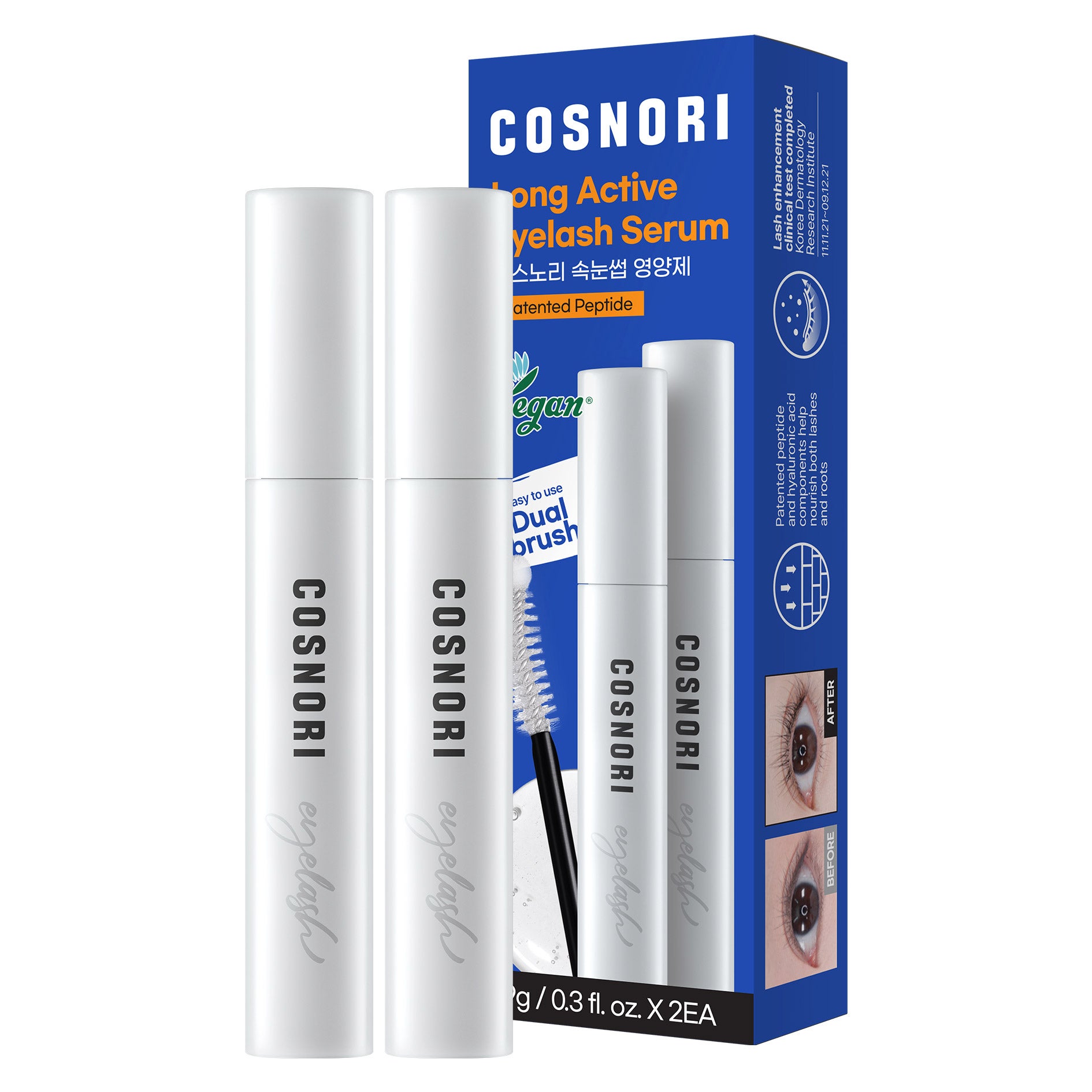 CONSNORI LONG ACTIVE EYELASH SERUM 0.3 OZ 2-PACK