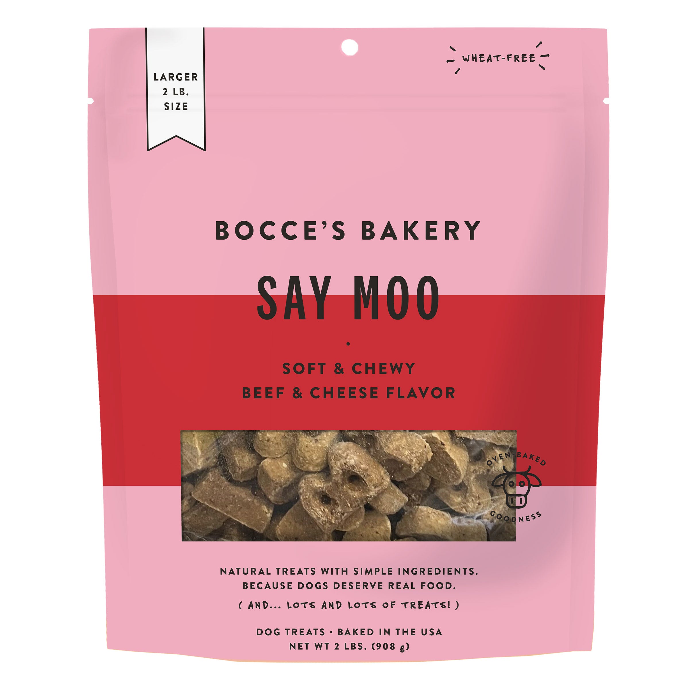 BOCCE'S BAKERY SAY MOO DOG TREATS BEEF & CHEDDAR 32 OZ