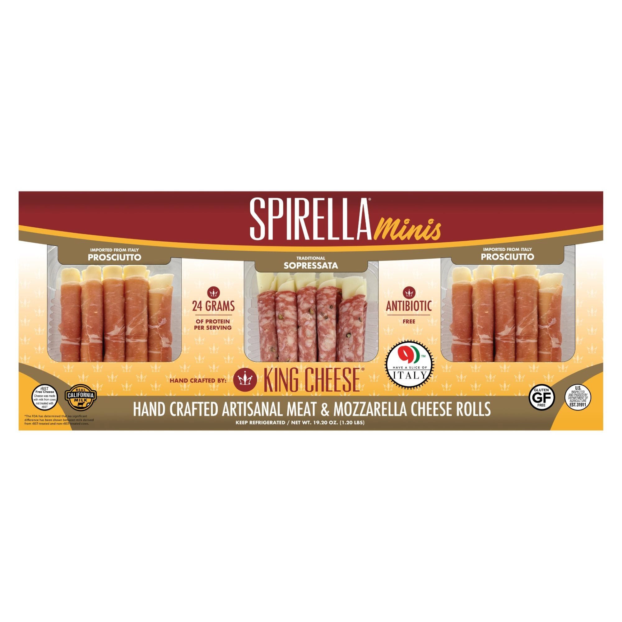 KING CHEESE ABF SPIRELLA ROLLED MINIS 30/.64 OZ