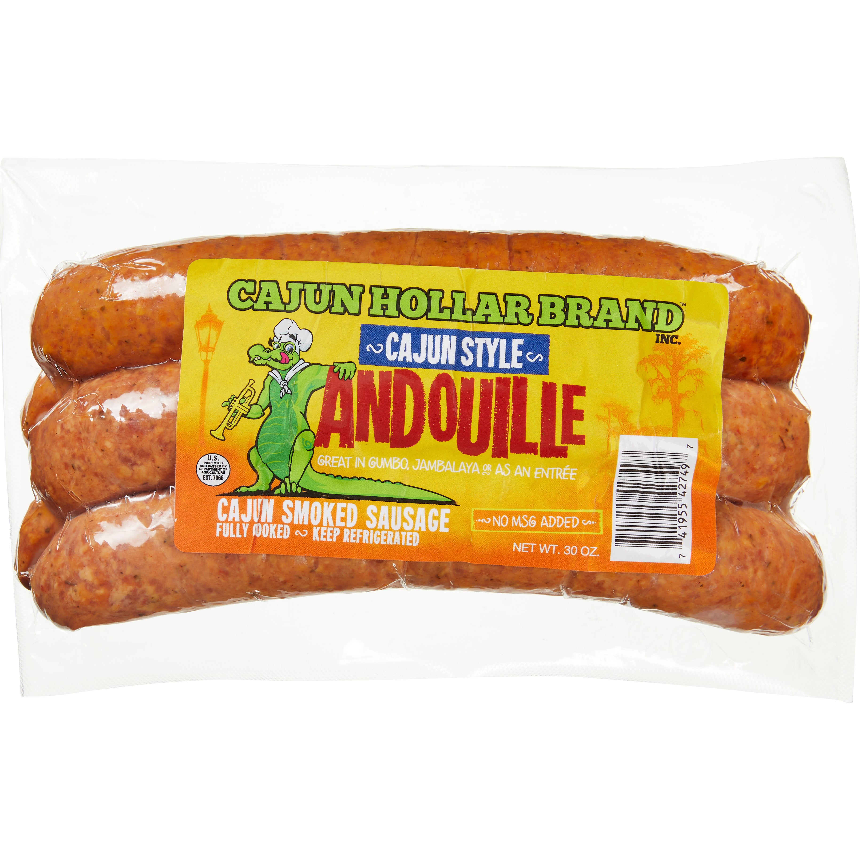 CAJUN HOLLAR SMOKED ANDOUILLE SAUSAGE 30 OZ