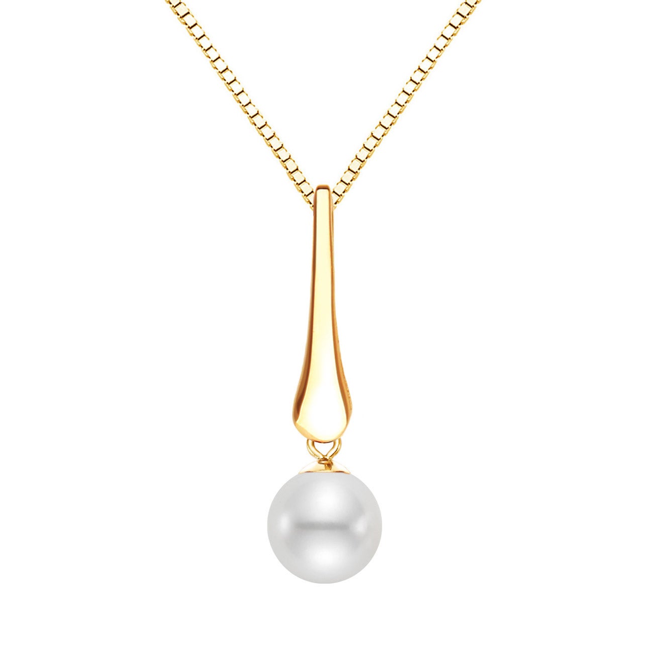 14KT GOLD 8-8.5MM FRESHWATER CULTURED PEARL DROP PENDANT