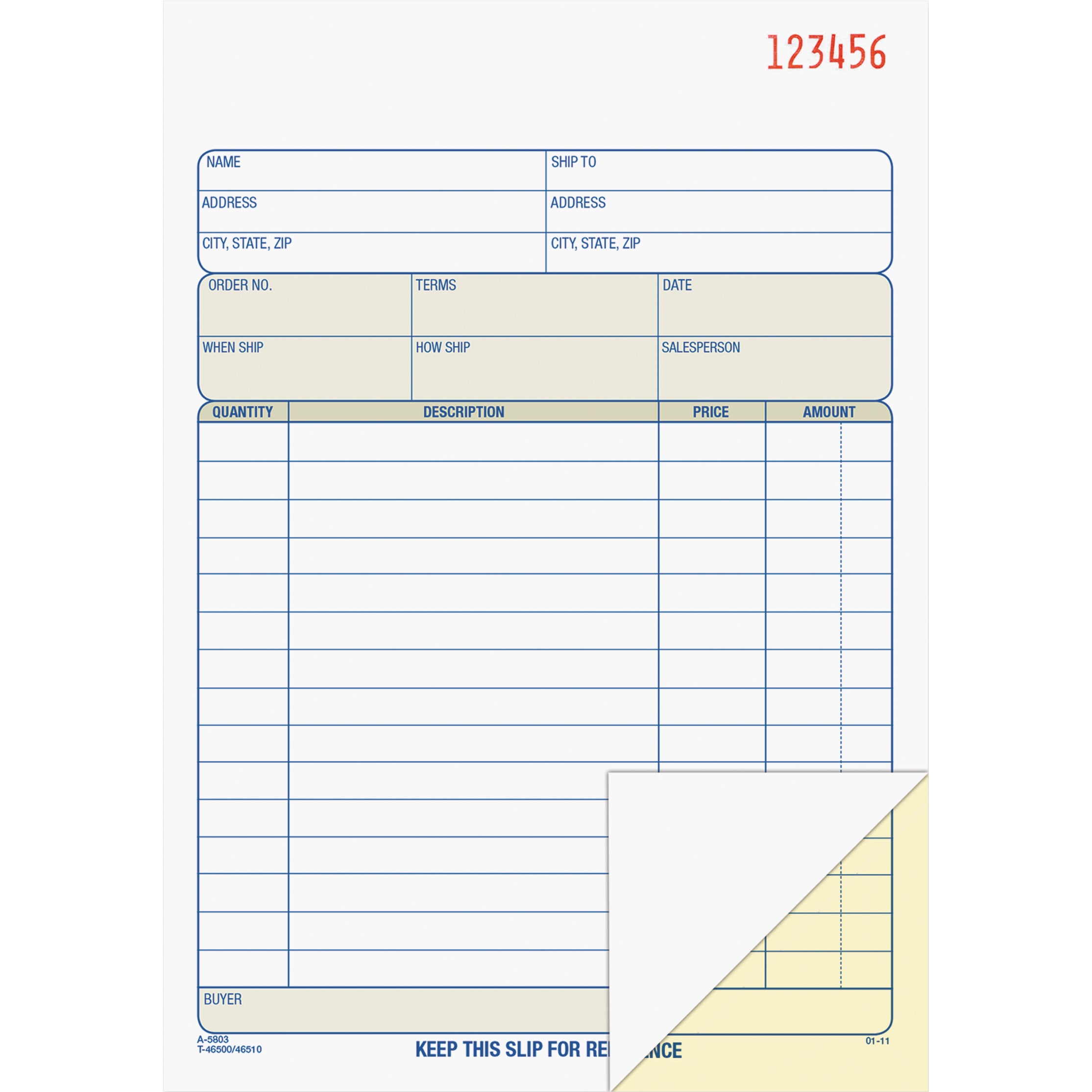 TOPS SALES ORDER BOOKS TOP46500KT 150CT