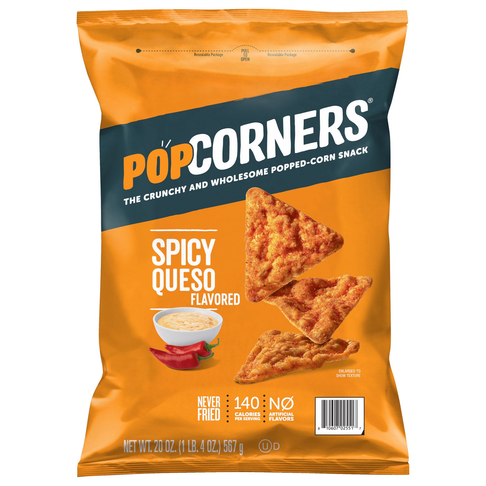 POPCORNERS SPICY QUESO 20 OZ - Image 1