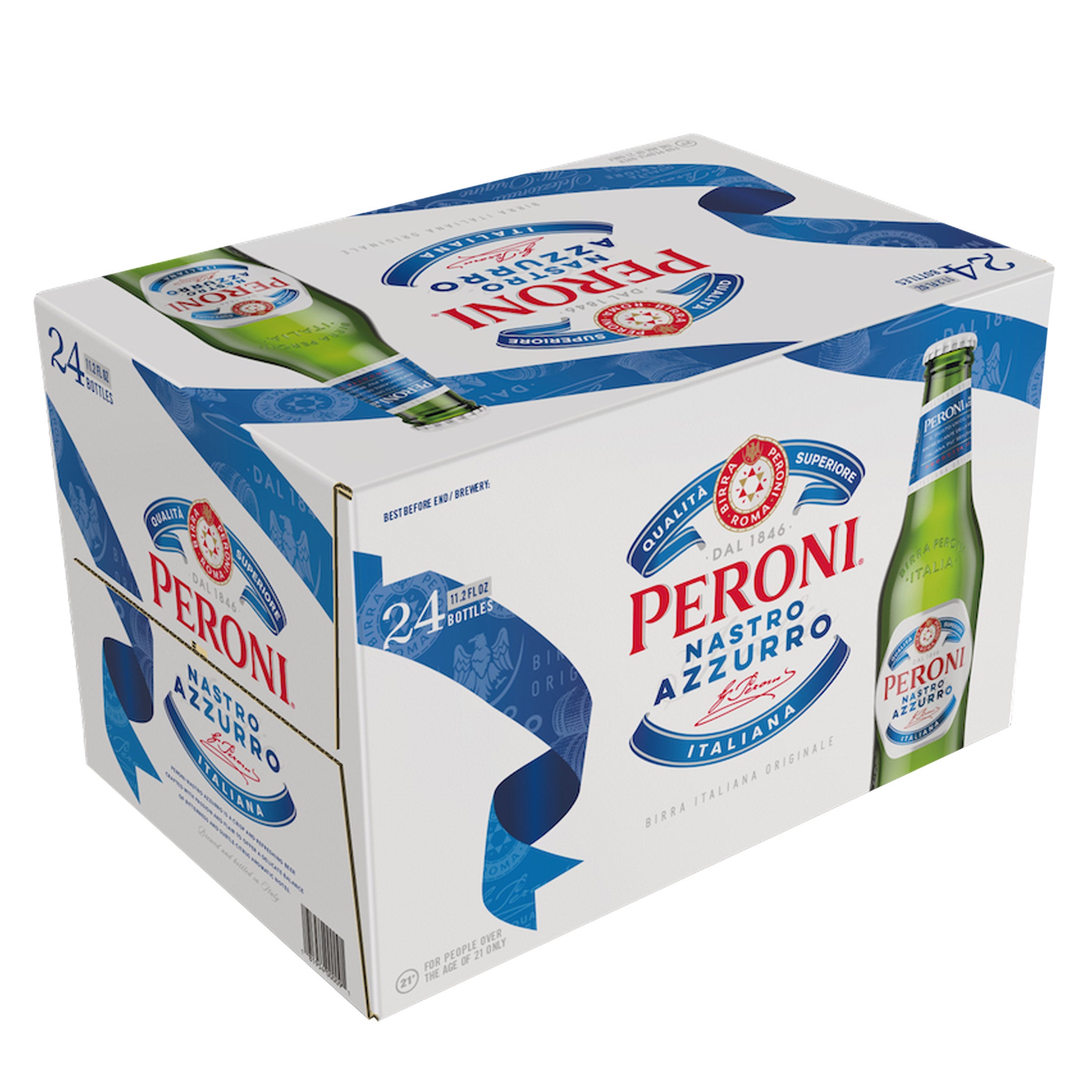 PERONI NASTRO AZZURRO ITALIAN LAGER 24/11.2 OZ BOTTLES