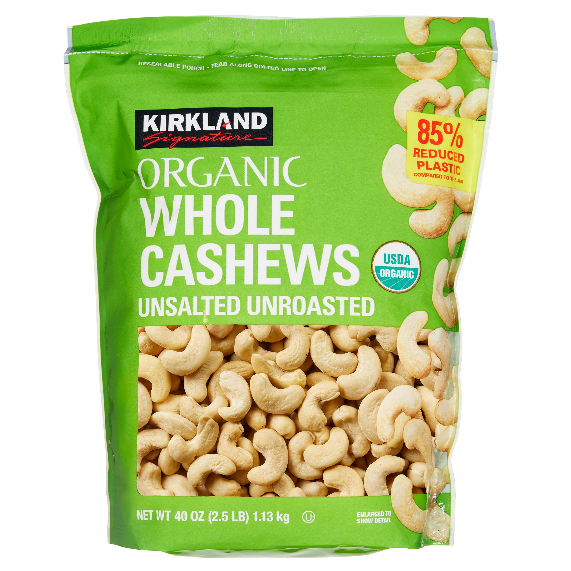 KIRKLAND SIGNATURE ORGANIC UNSLTED CASHEW 40 OZ - Image 1