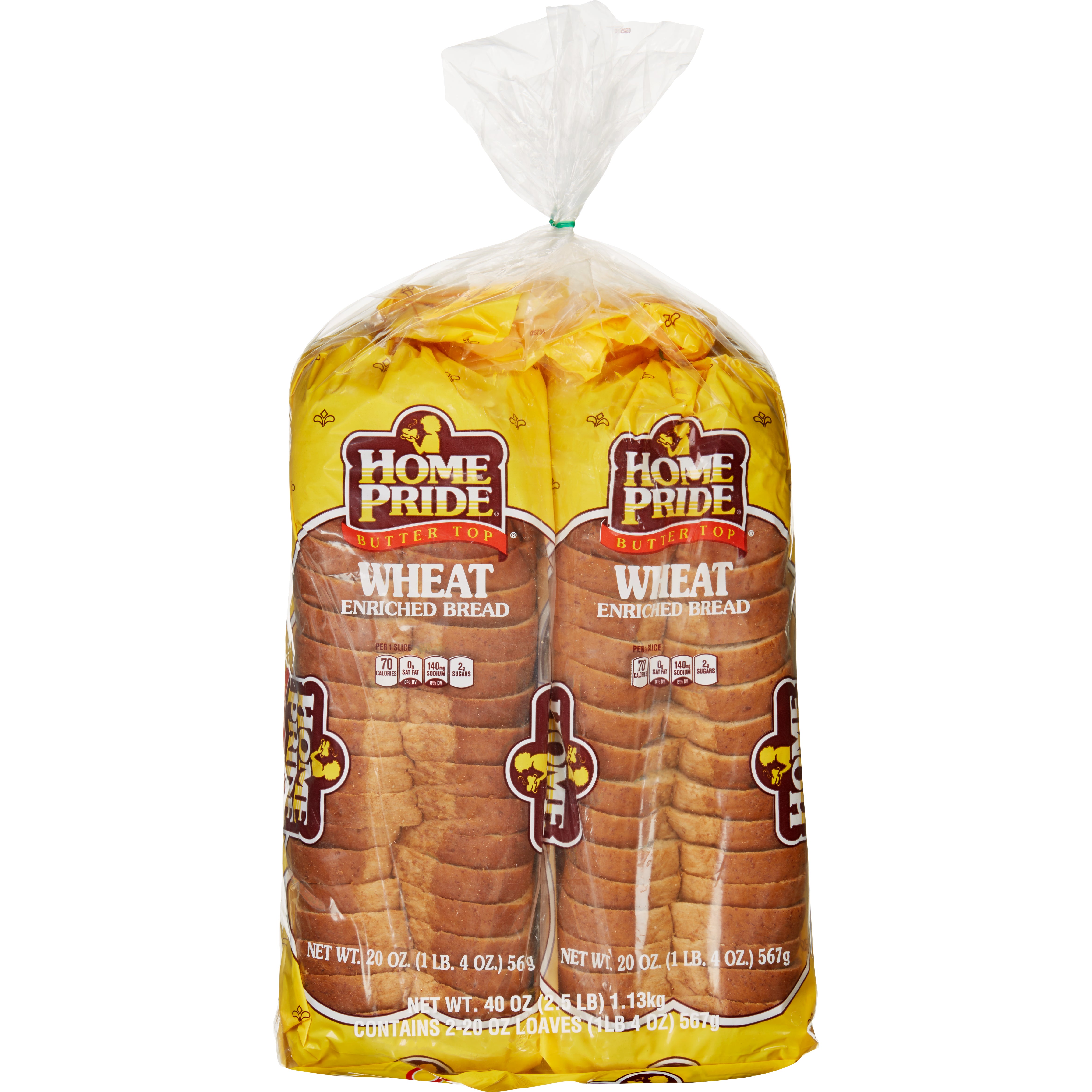 HOMEPRIDE WHEAT BREAD 2PK 40 OZ