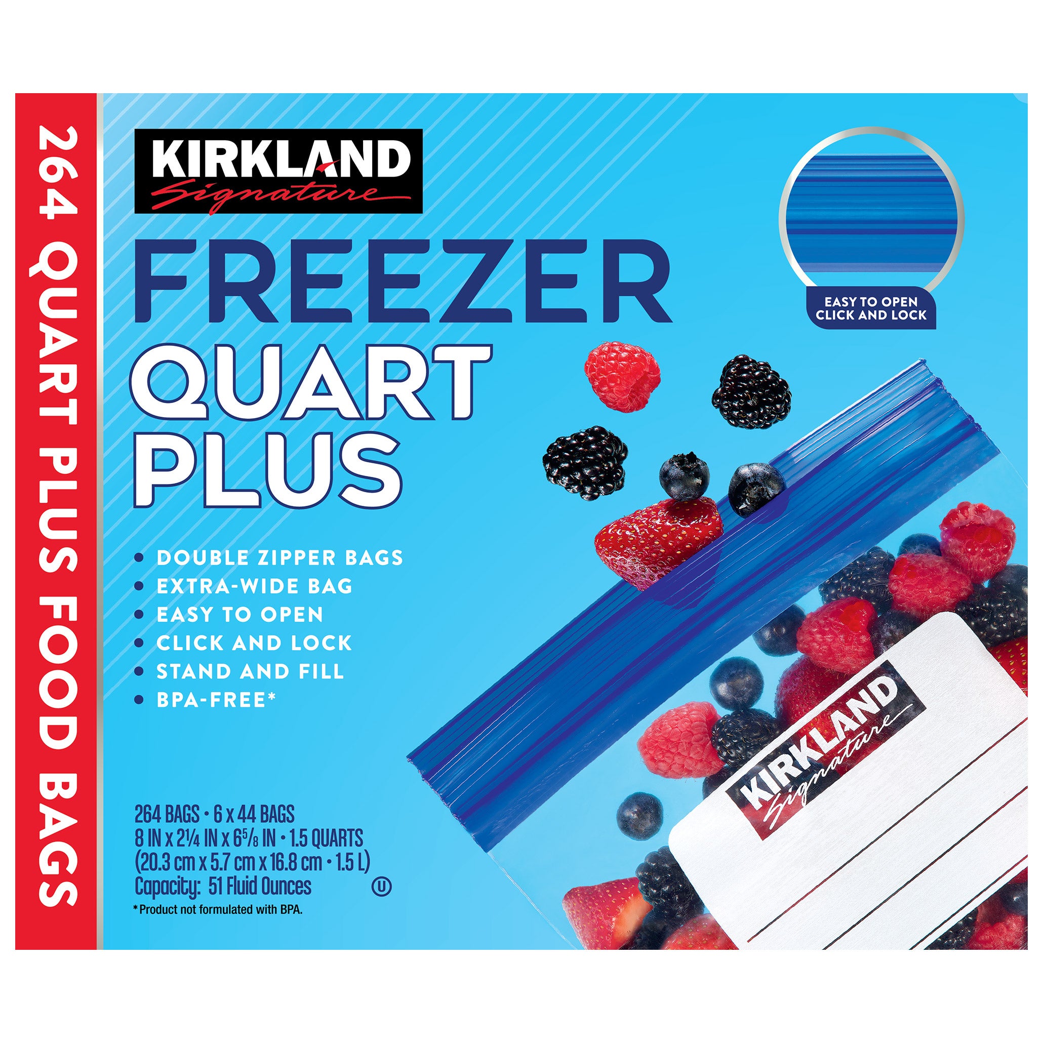 KIRKLAND SIGNATURE FREEZER QUART PLUS 6/44CT (TOTAL 264) - Image 1
